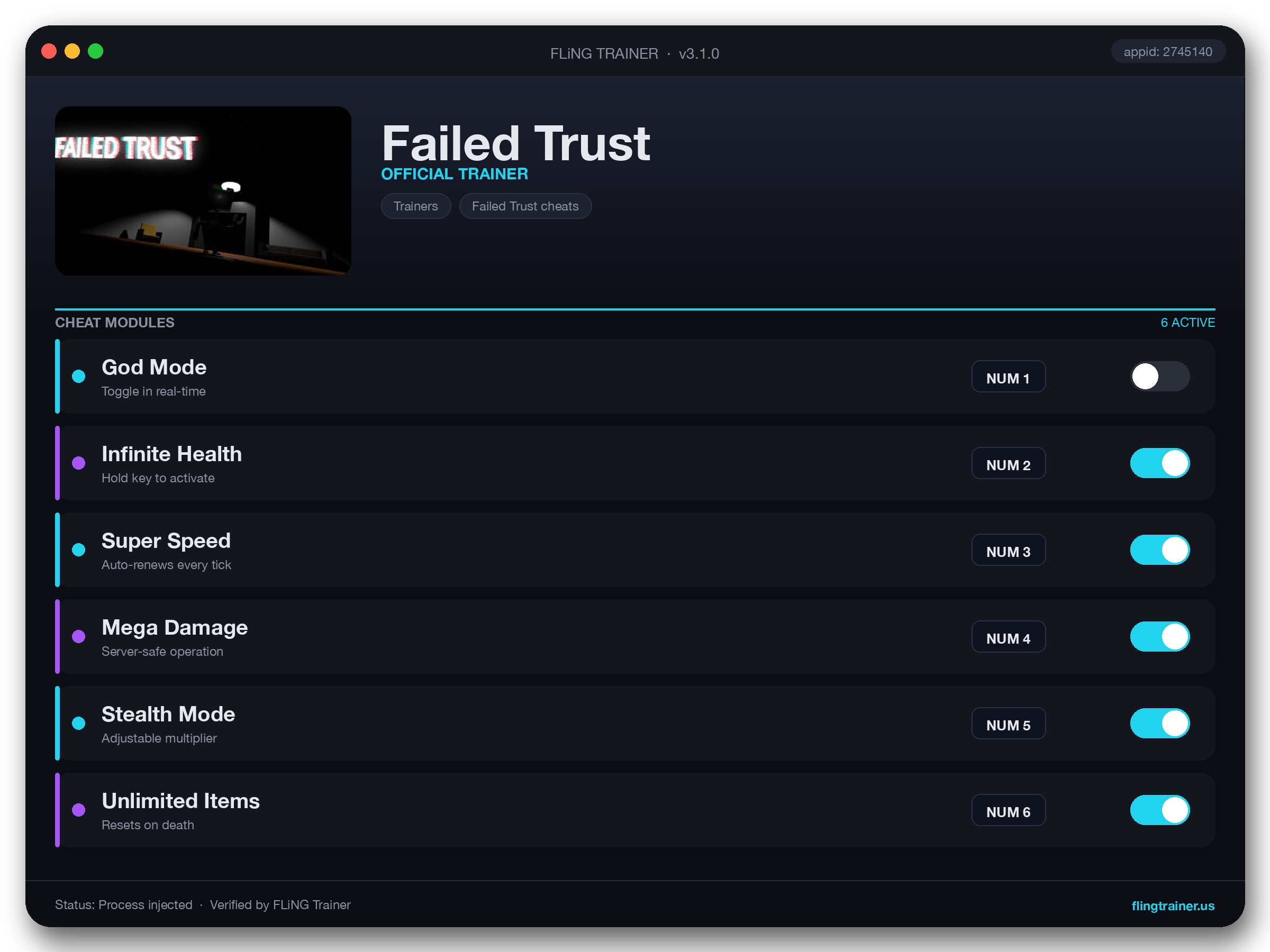 Failed Trust Trainer interface