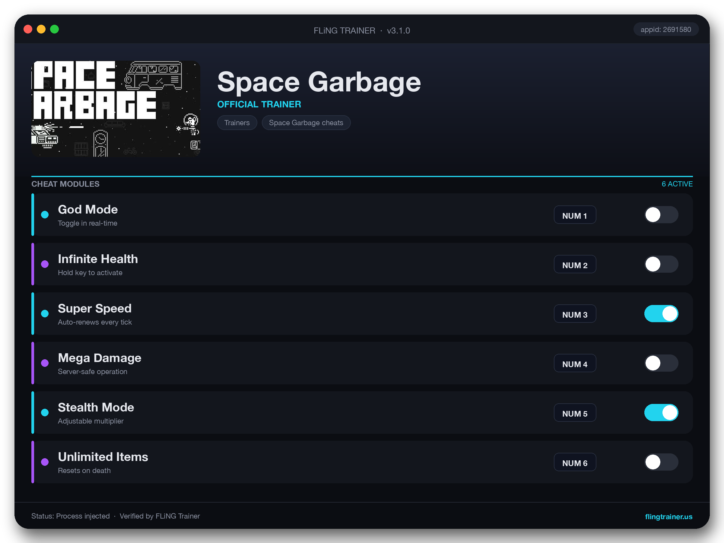 Space Garbage Trainer interface
