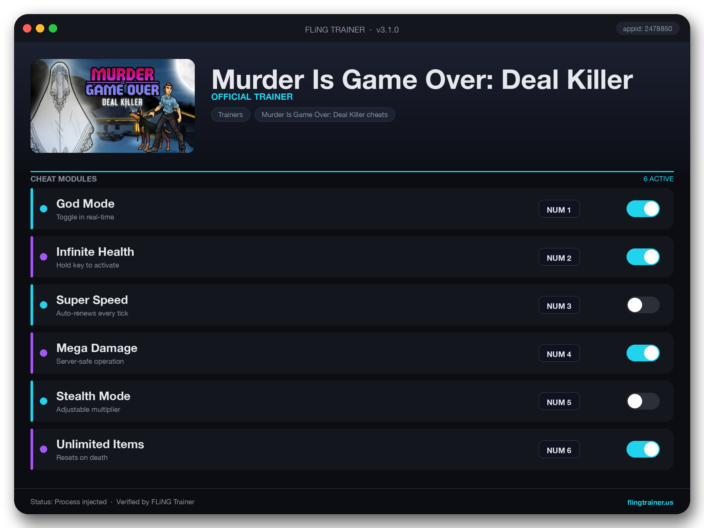 Murder Is Game Over: Deal Killer Trainer interface