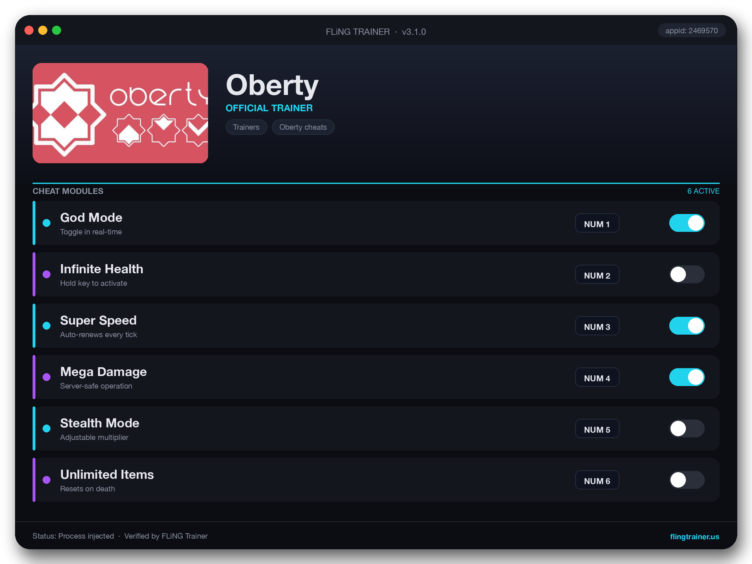 Oberty Trainer interface