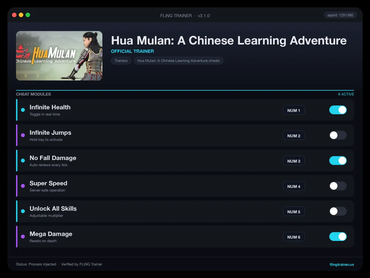 Hua Mulan: A Chinese Learning Adventure Trainer interface