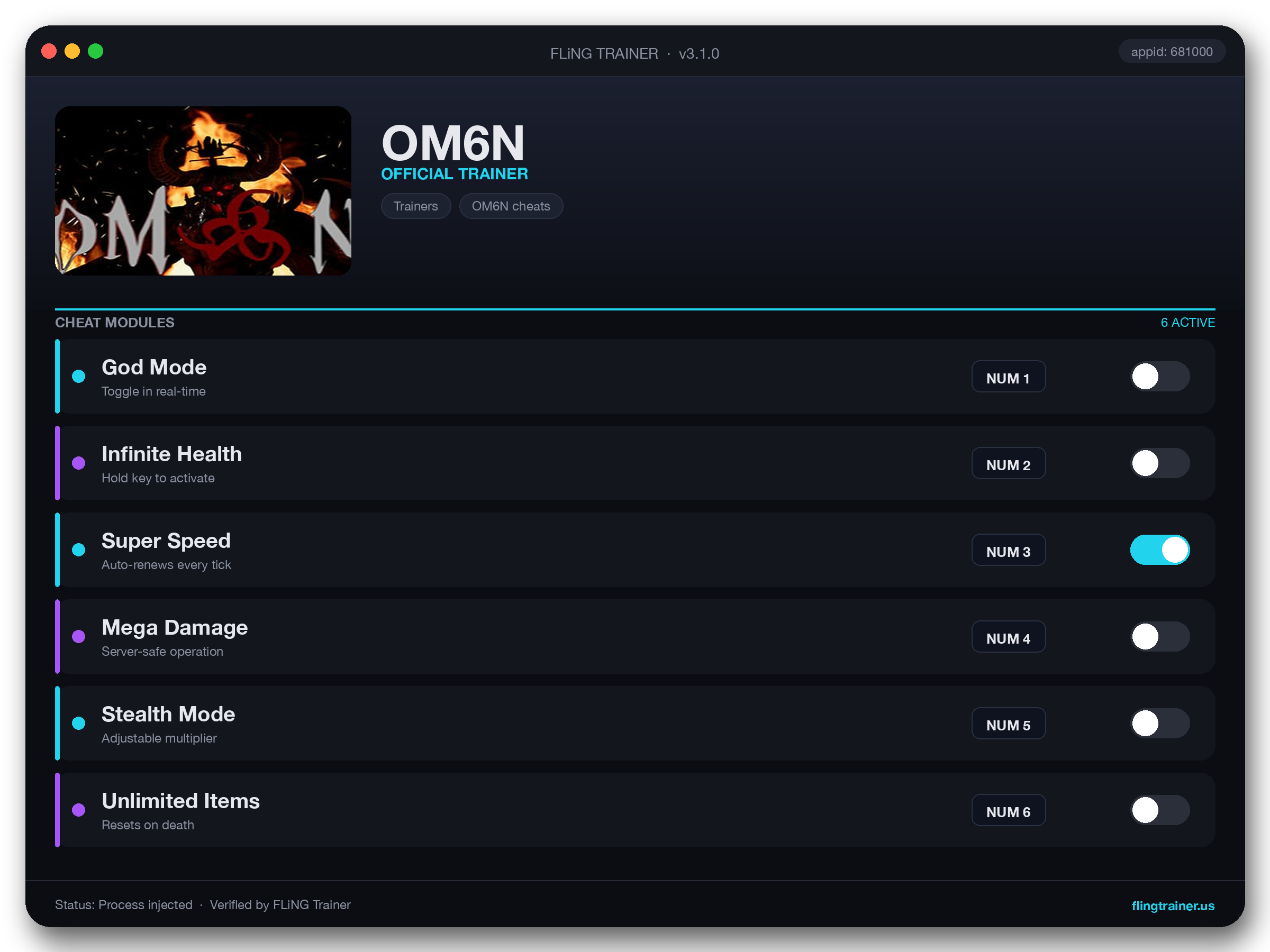 OM6N Trainer interface