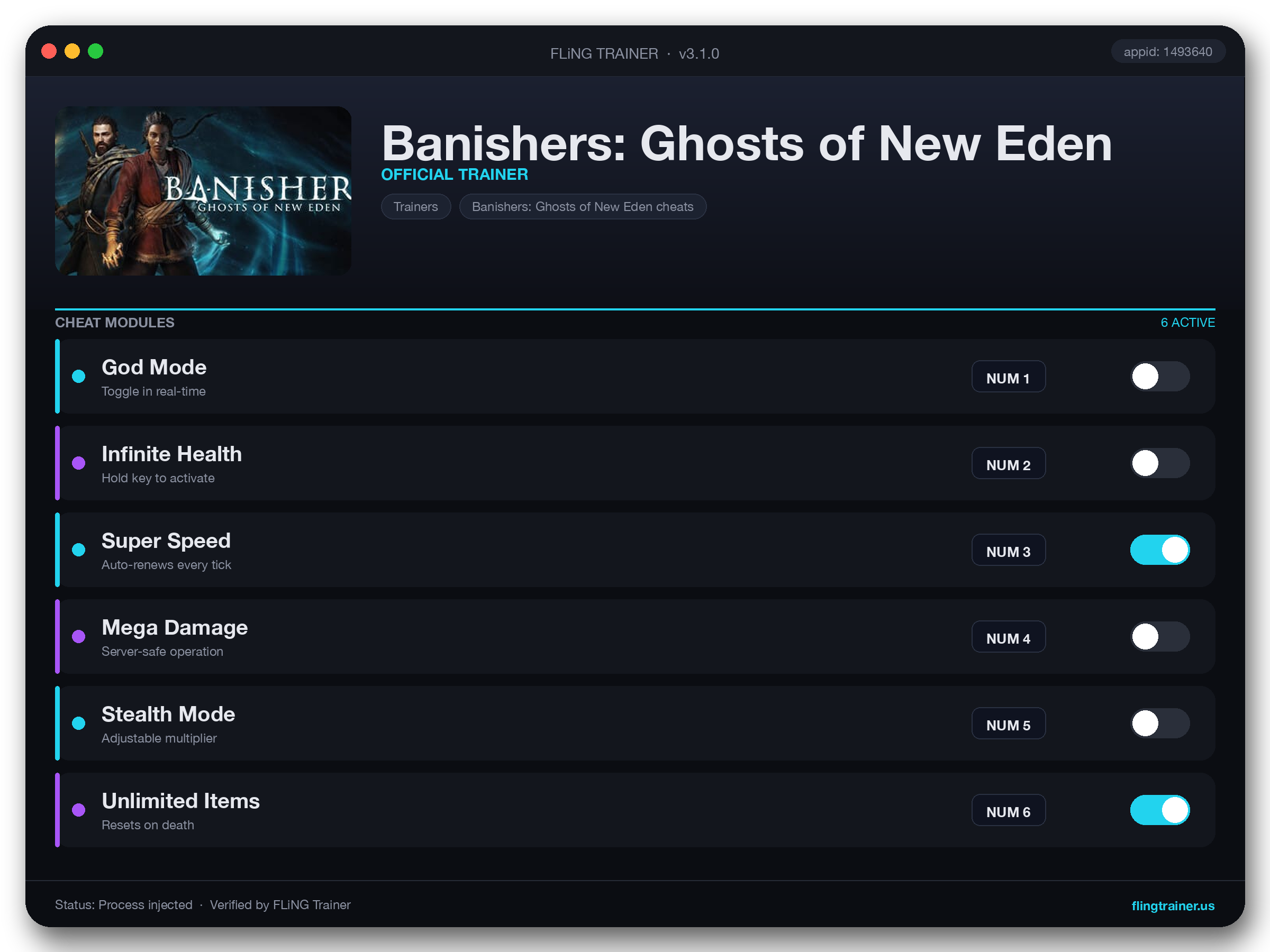 Banishers: Ghosts of New Eden Trainer interface