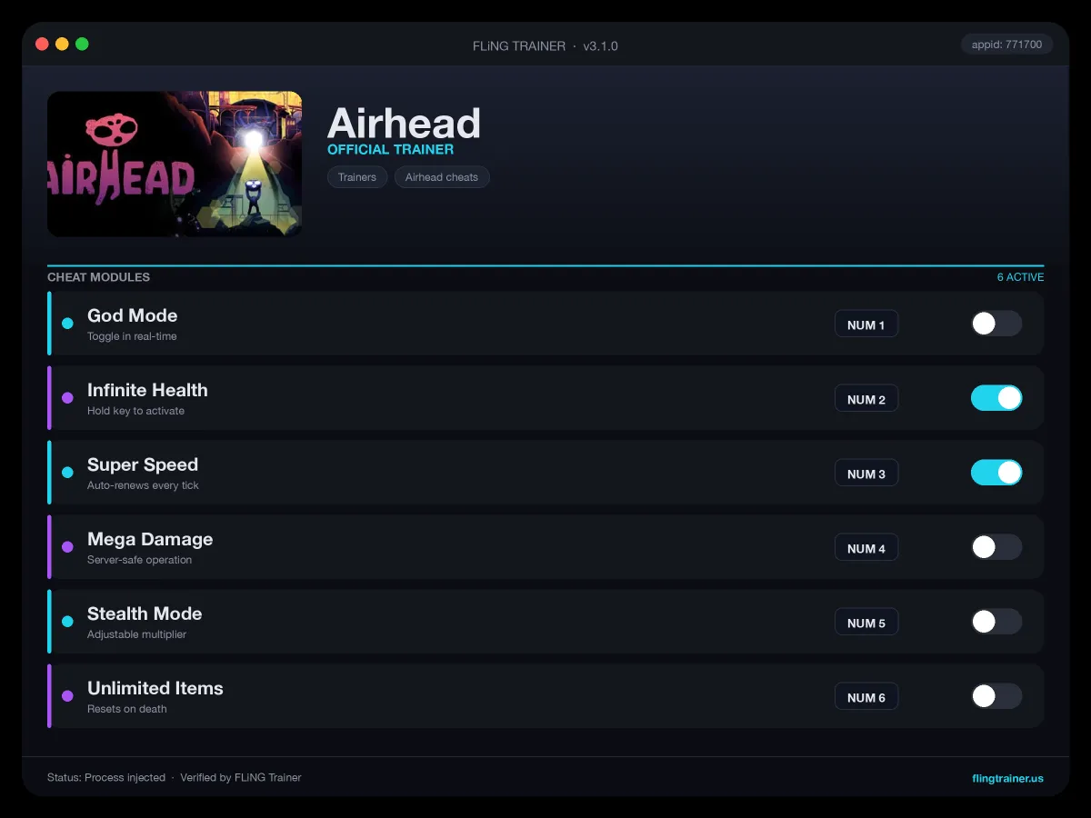 Airhead Trainer interface