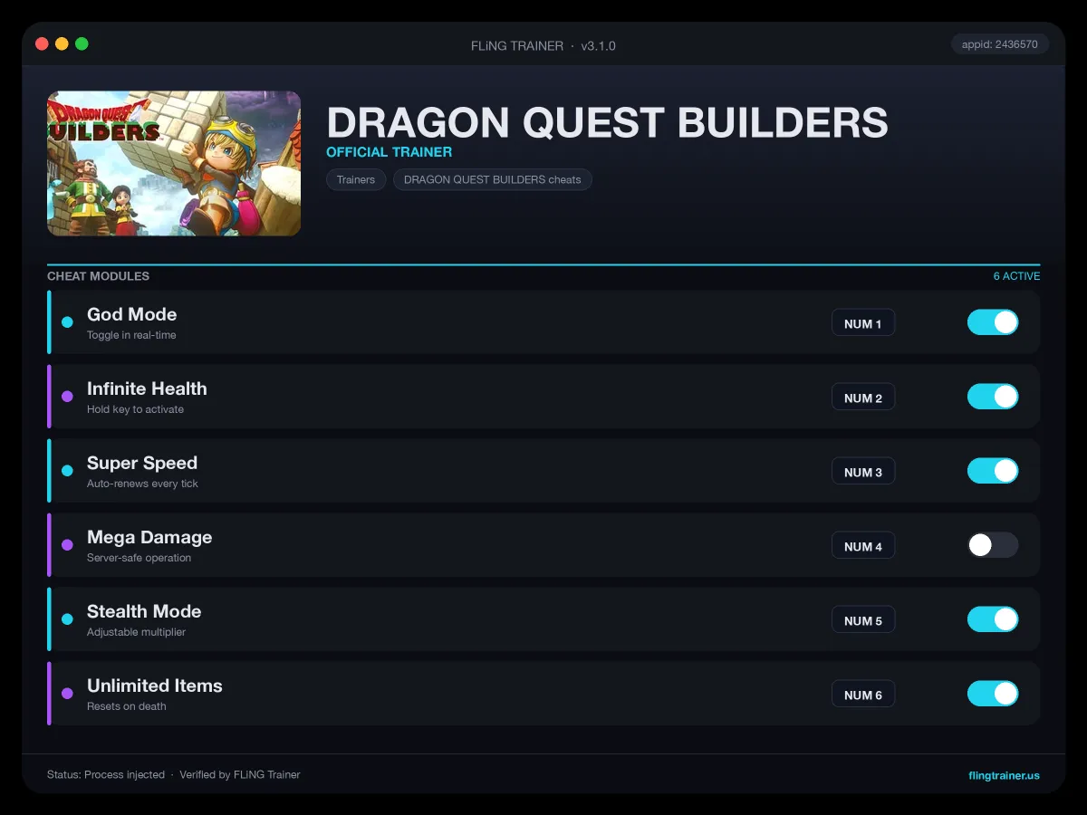 DRAGON QUEST BUILDERS Trainer interface