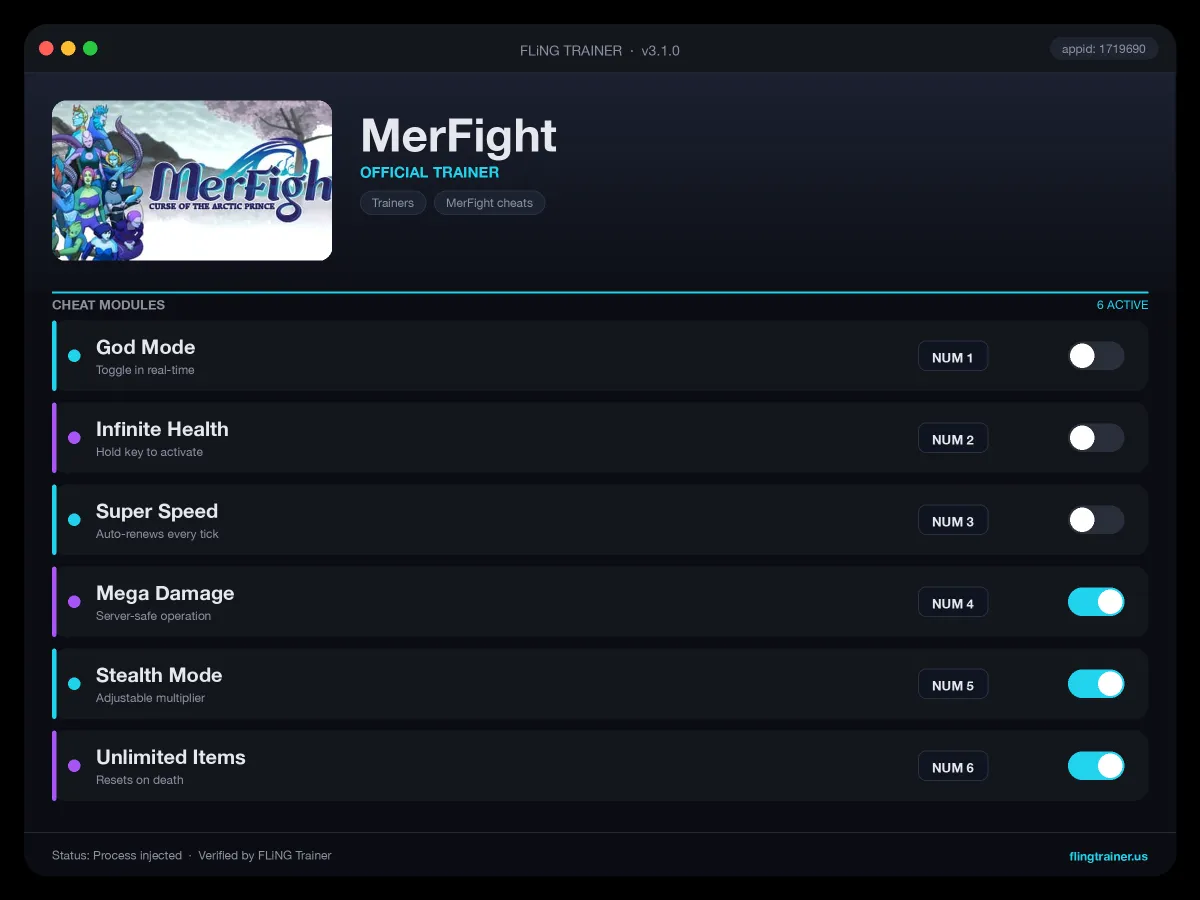MerFight Trainer interface