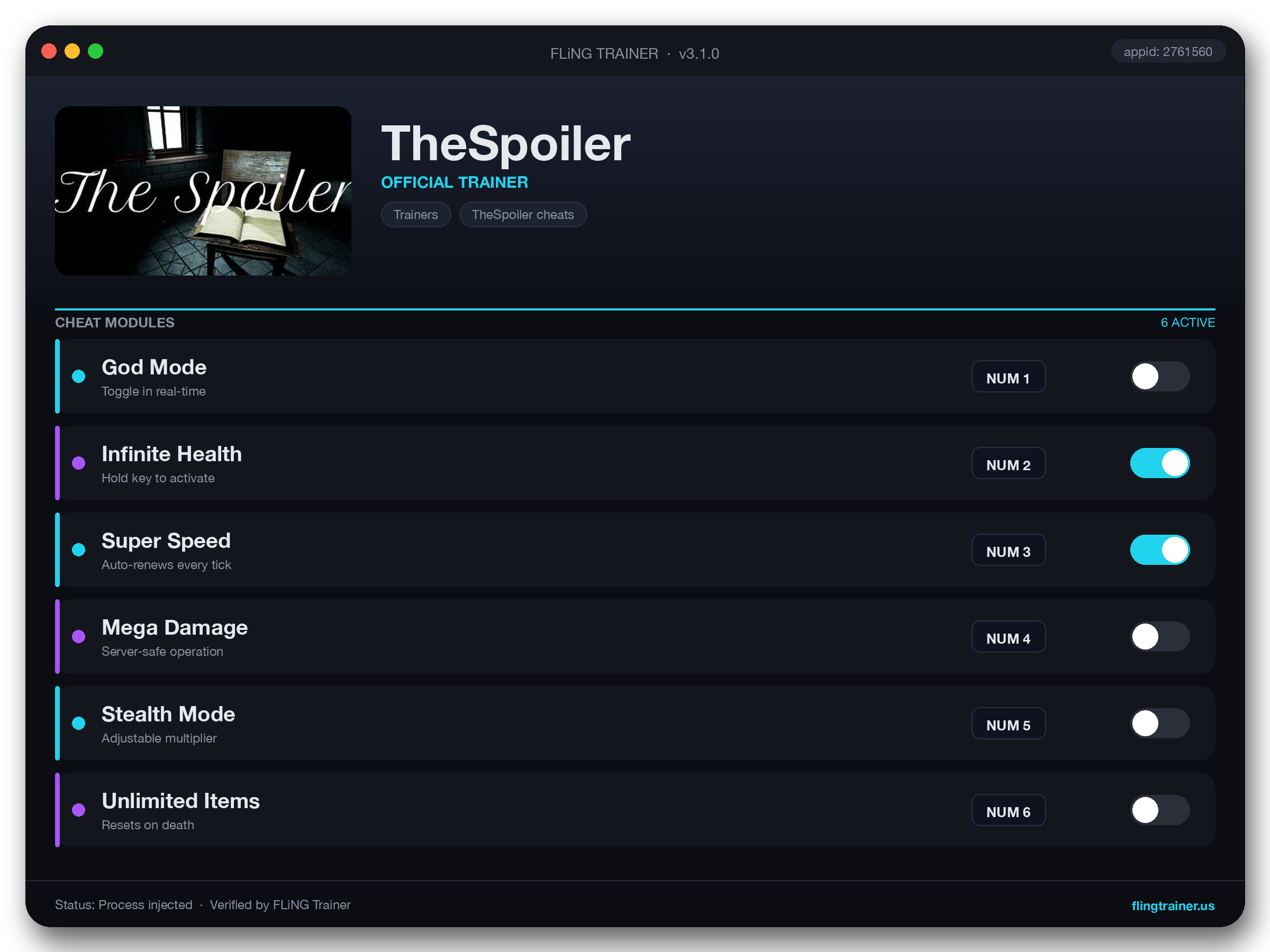 TheSpoiler Trainer interface