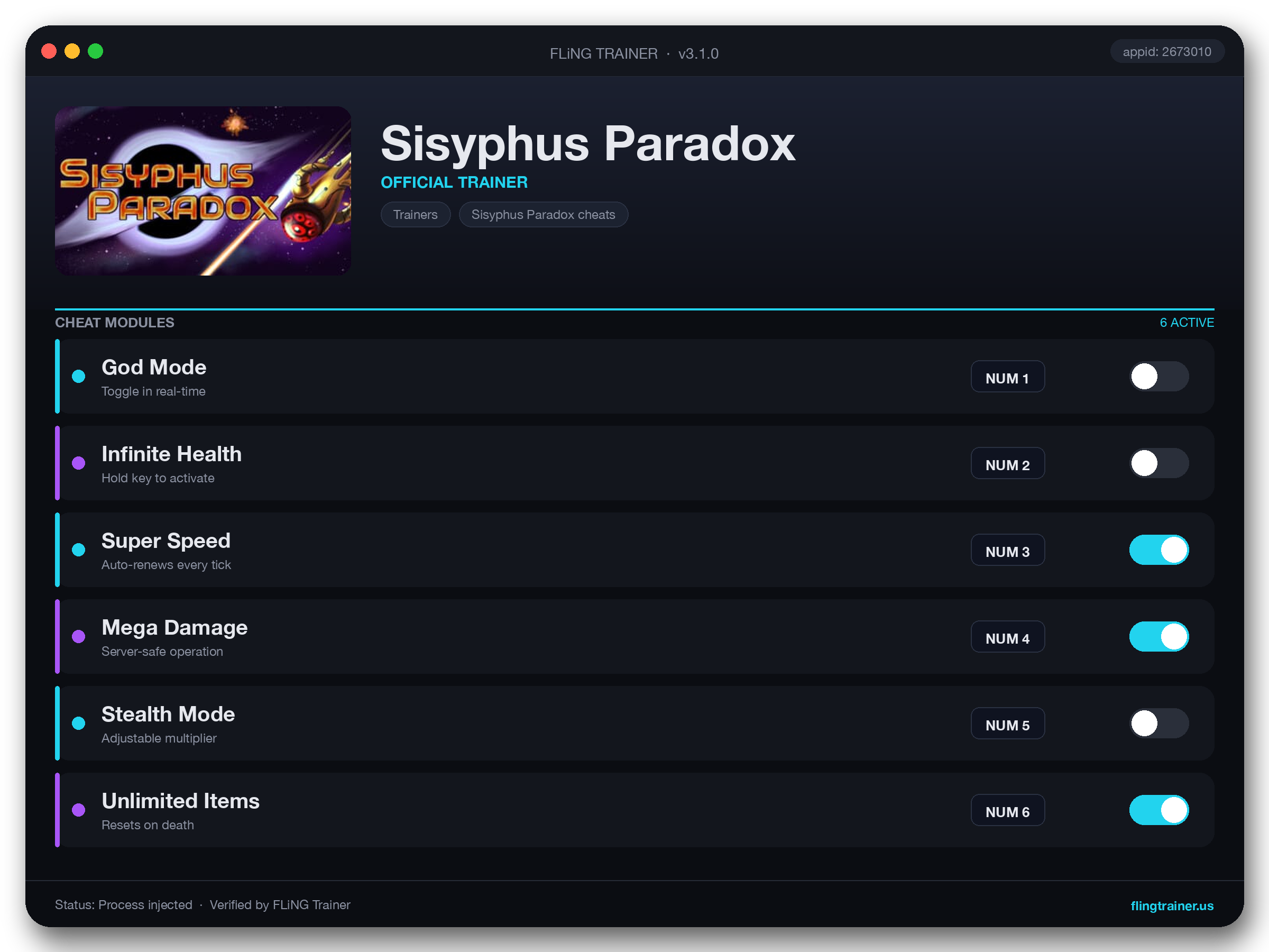 Sisyphus Paradox Trainer interface