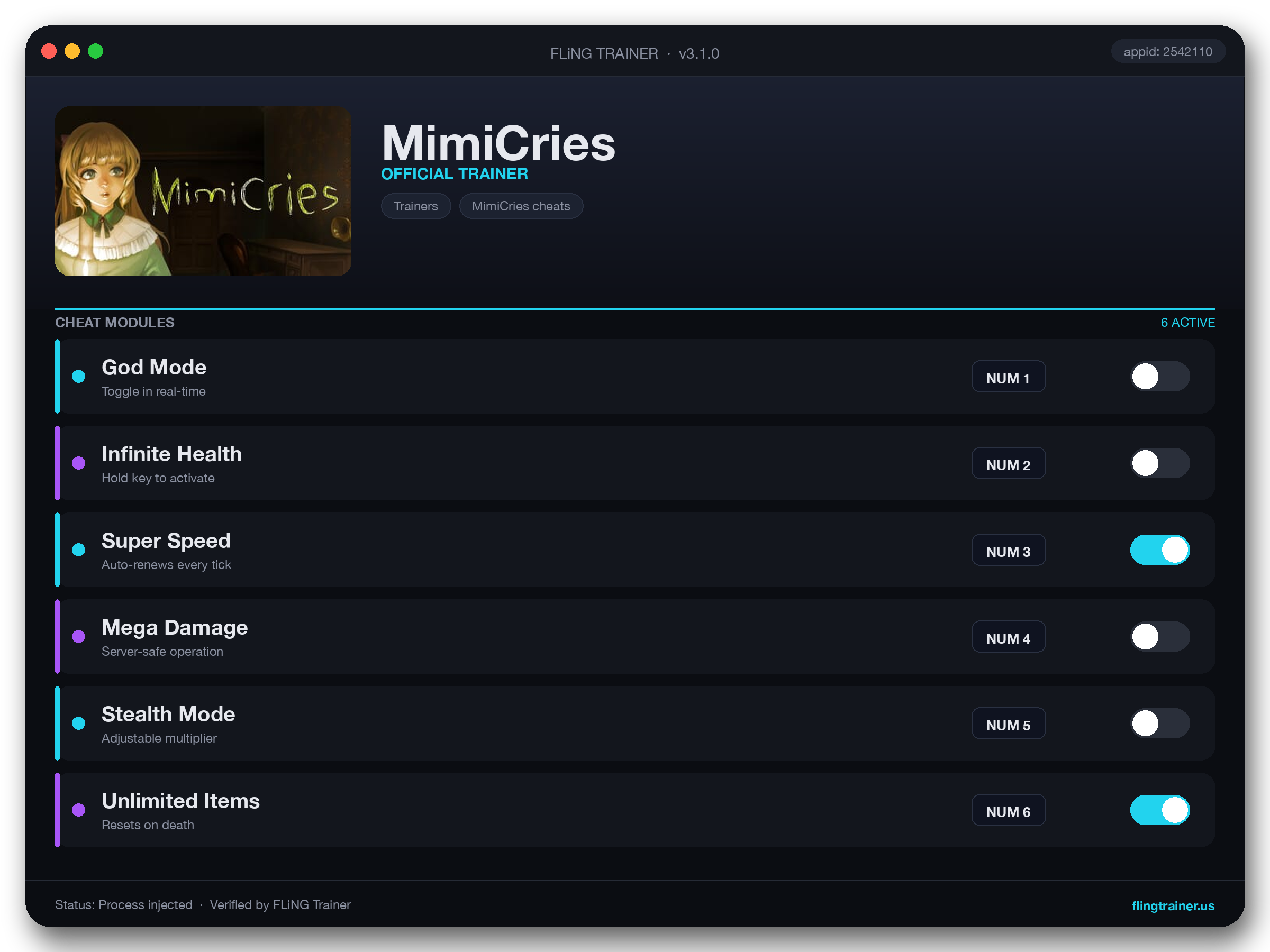 MimiCries Trainer interface