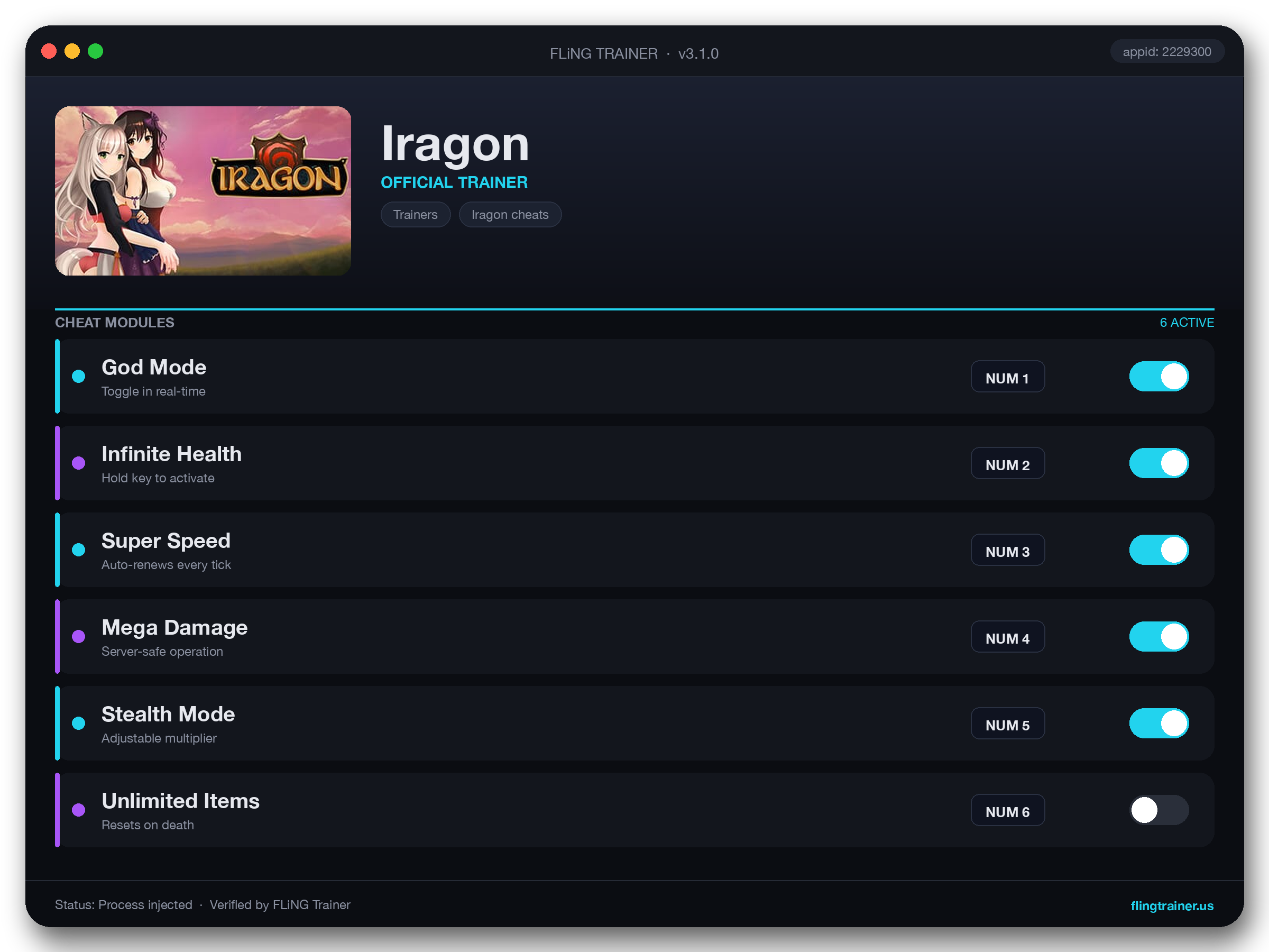 Iragon Trainer interface