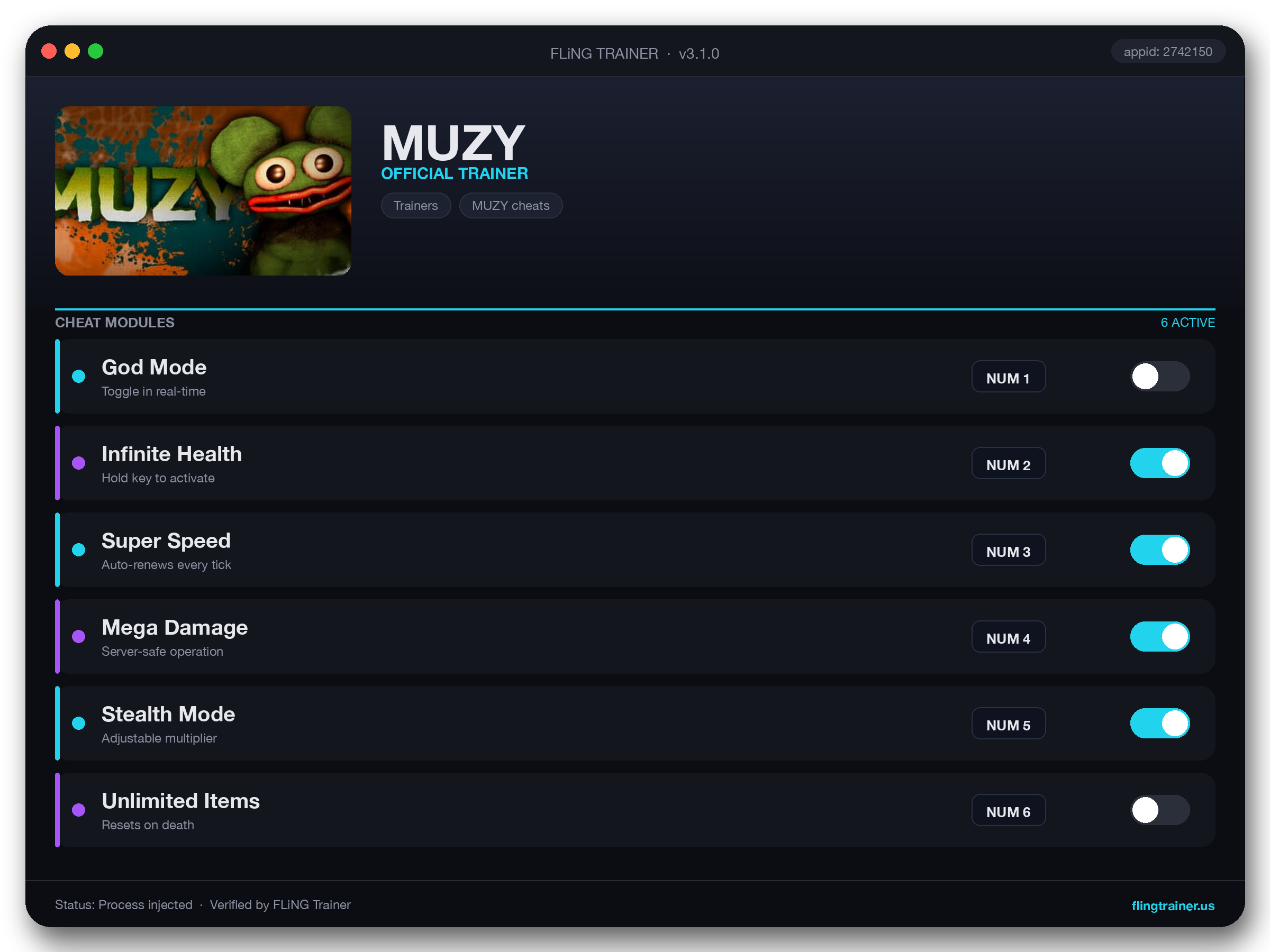 MUZY Trainer interface