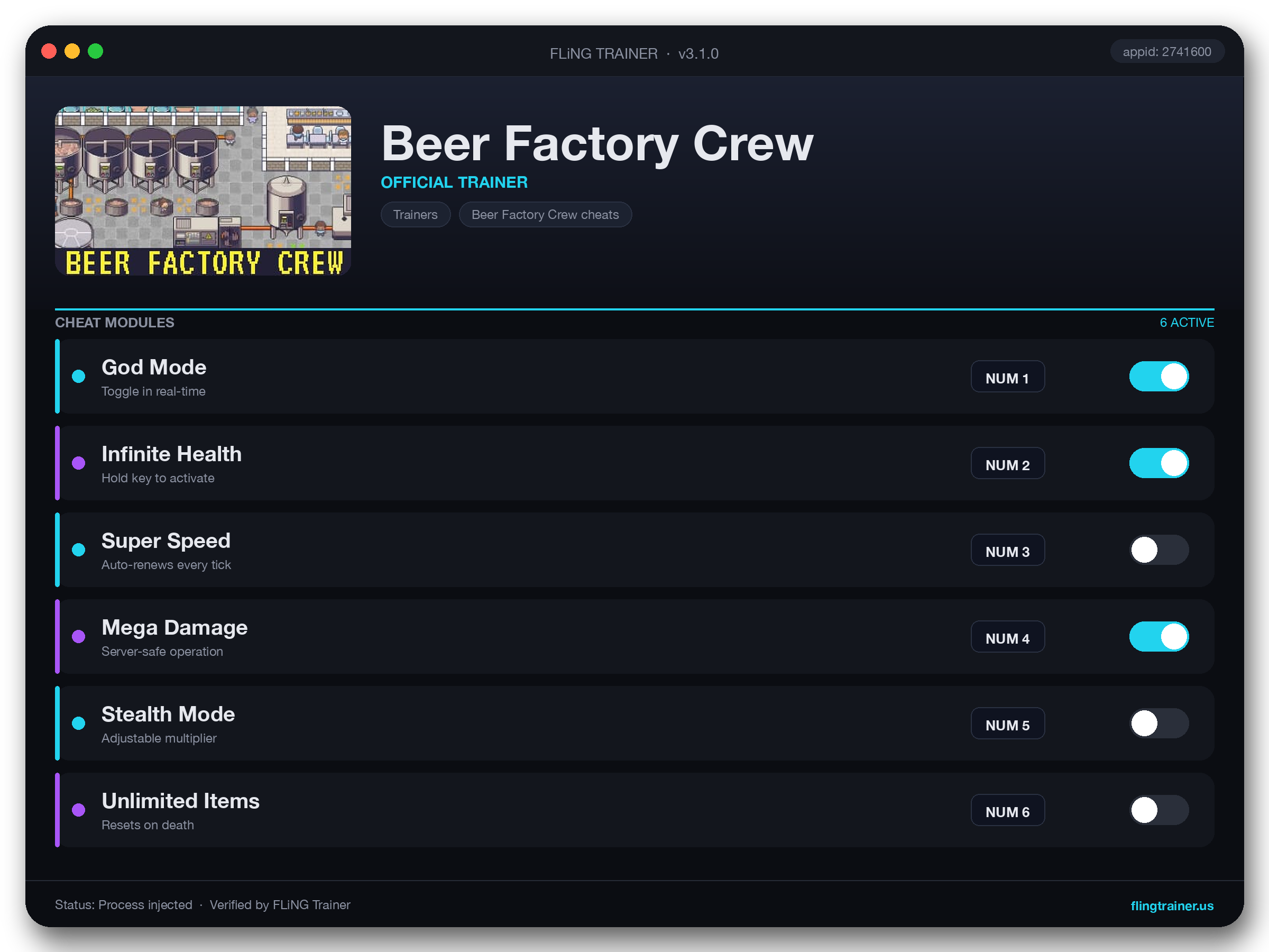 Beer Factory Crew Trainer interface