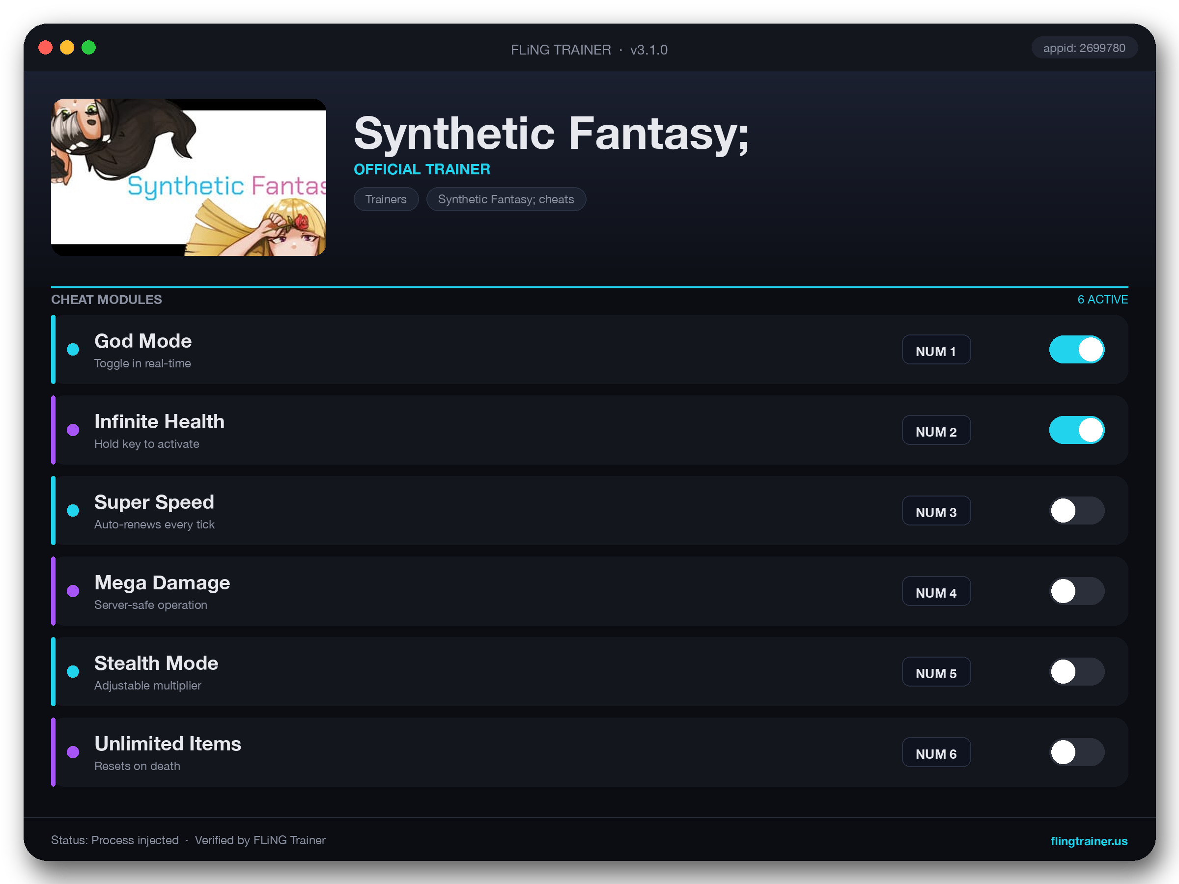 Synthetic Fantasy; Trainer interface