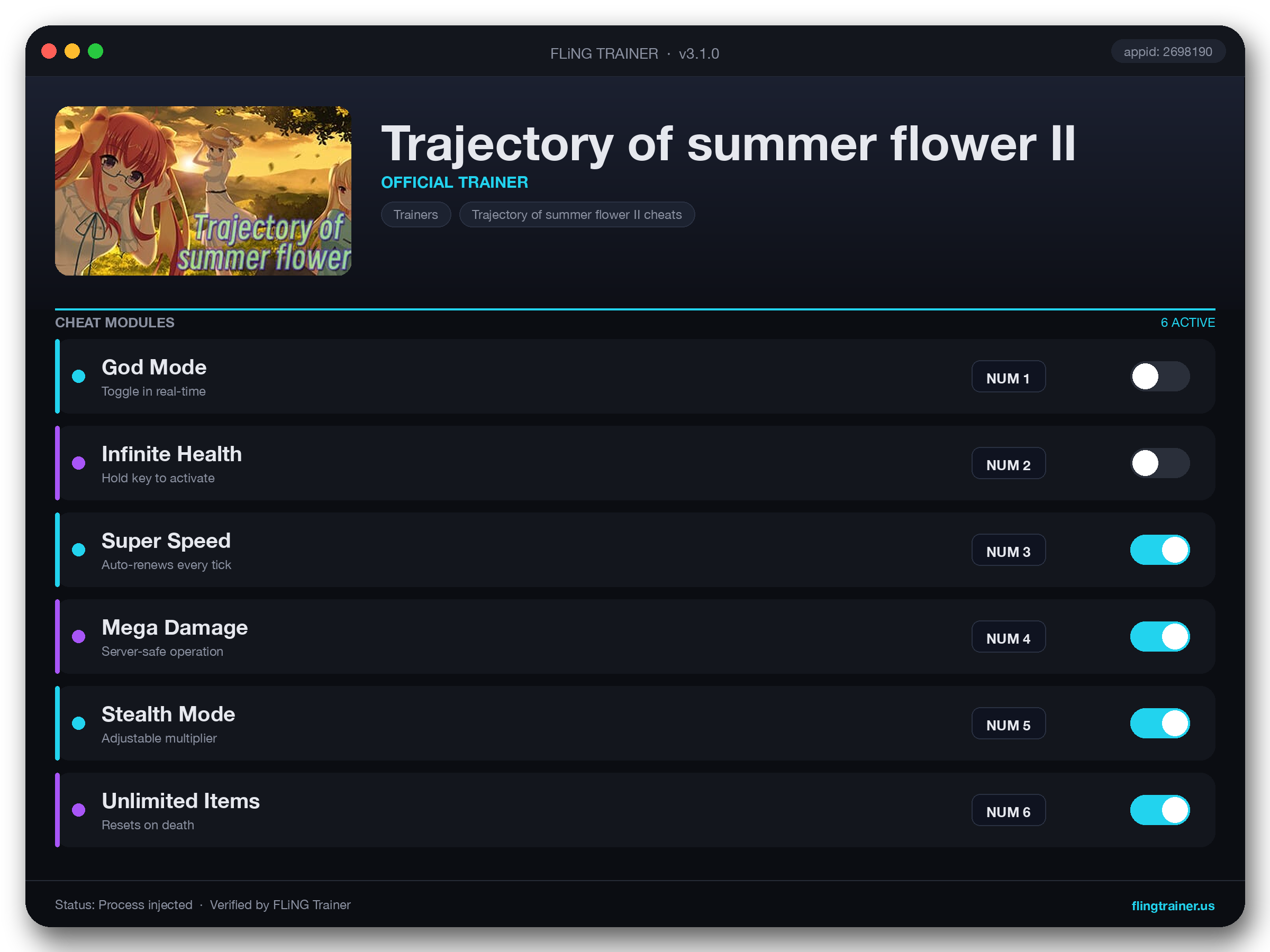 Trajectory of summer flower Ⅱ Trainer interface