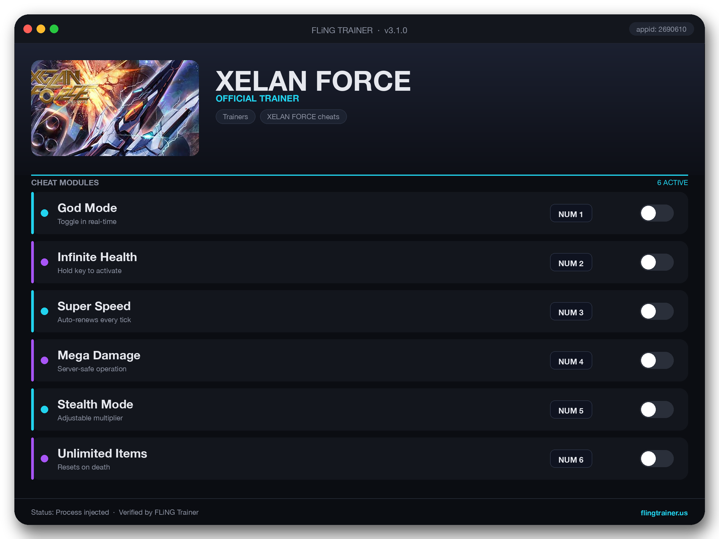 XELAN FORCE Trainer interface