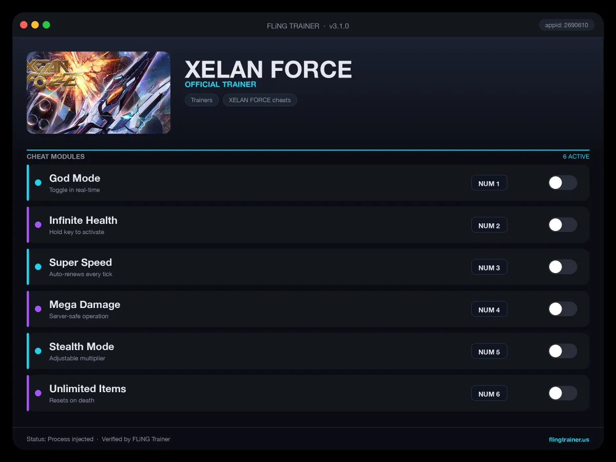 XELAN FORCE Trainer interface