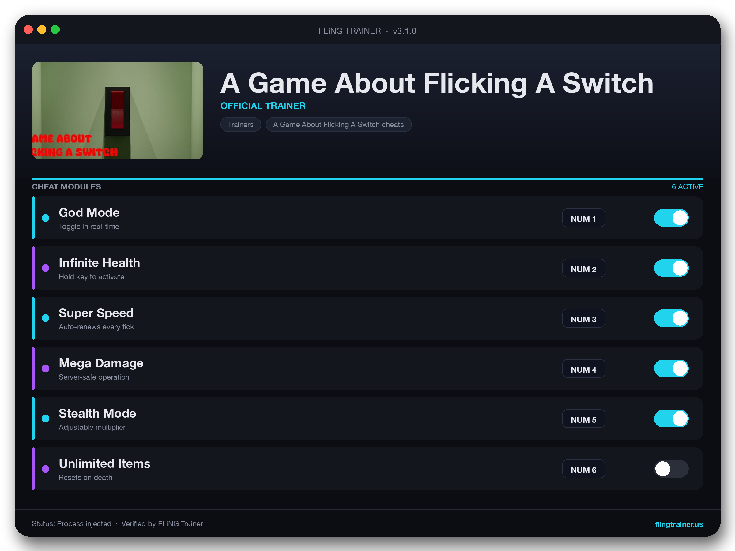 A Game About Flicking A Switch Trainer interface