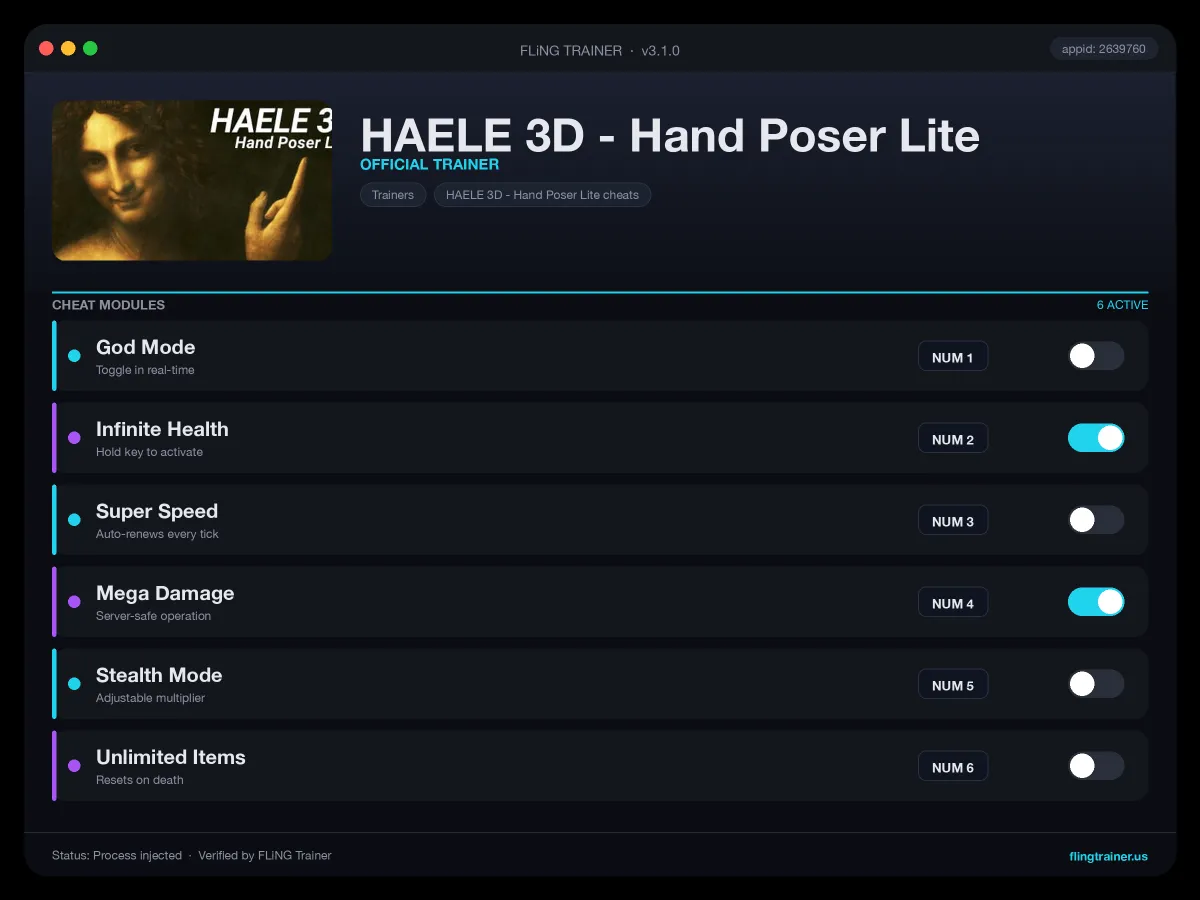 HAELE 3D - Hand Poser Lite Trainer interface
