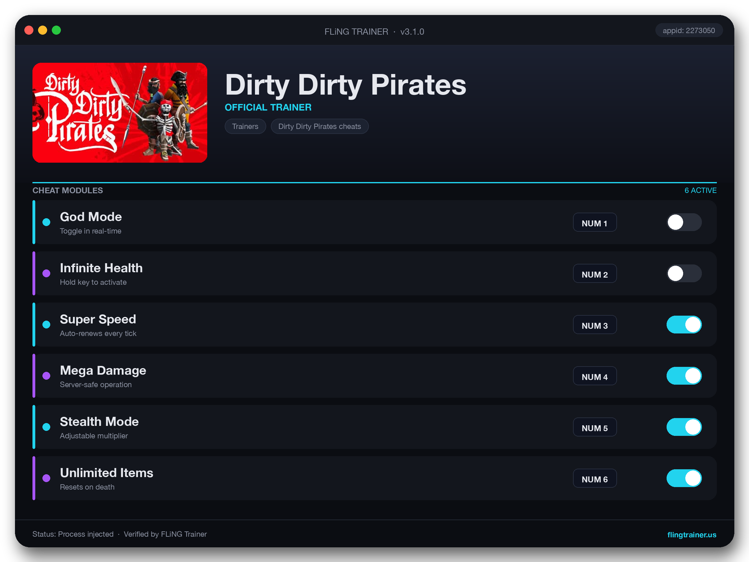 Dirty Dirty Pirates Trainer interface