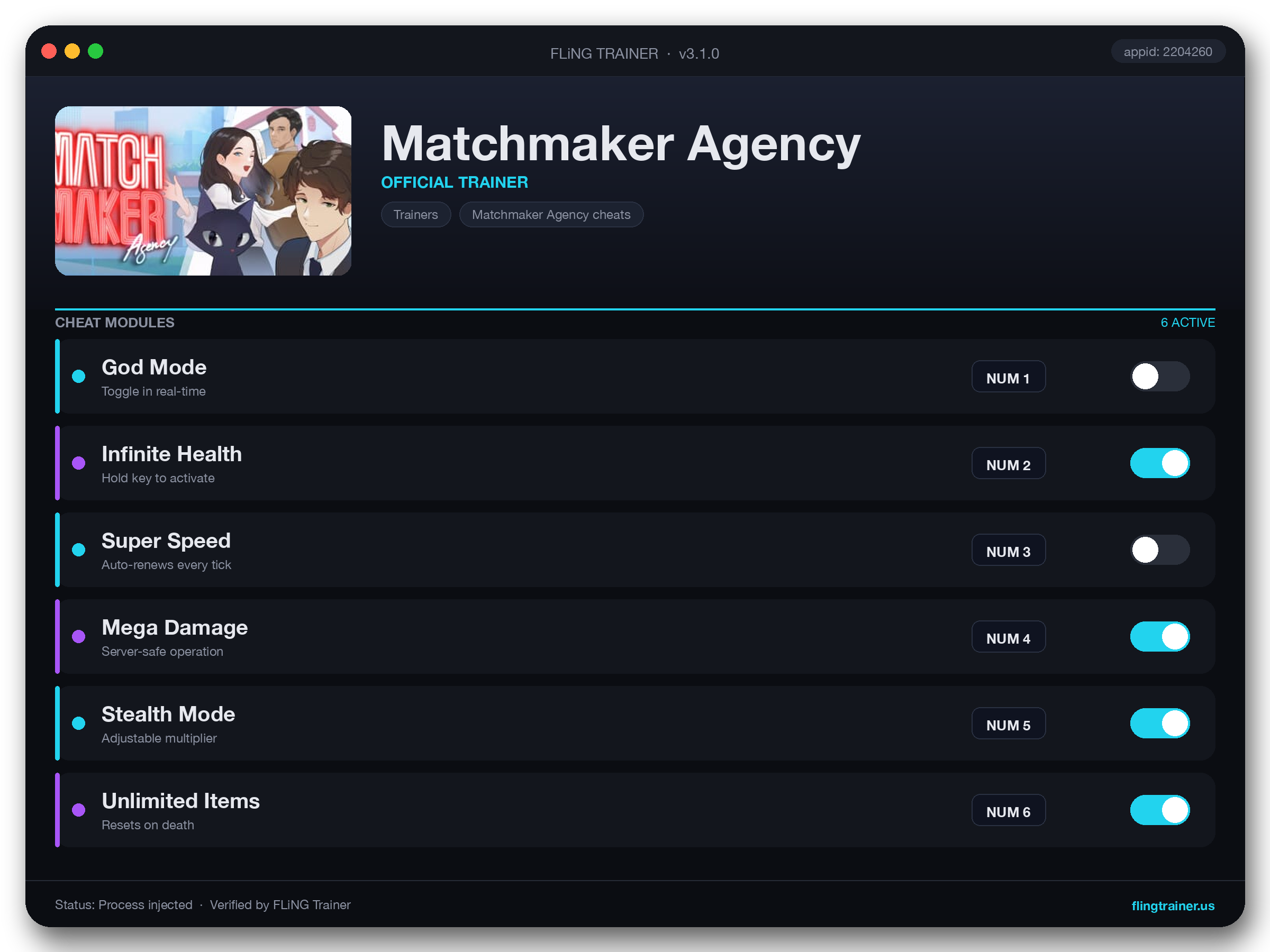 Matchmaker Agency Trainer interface