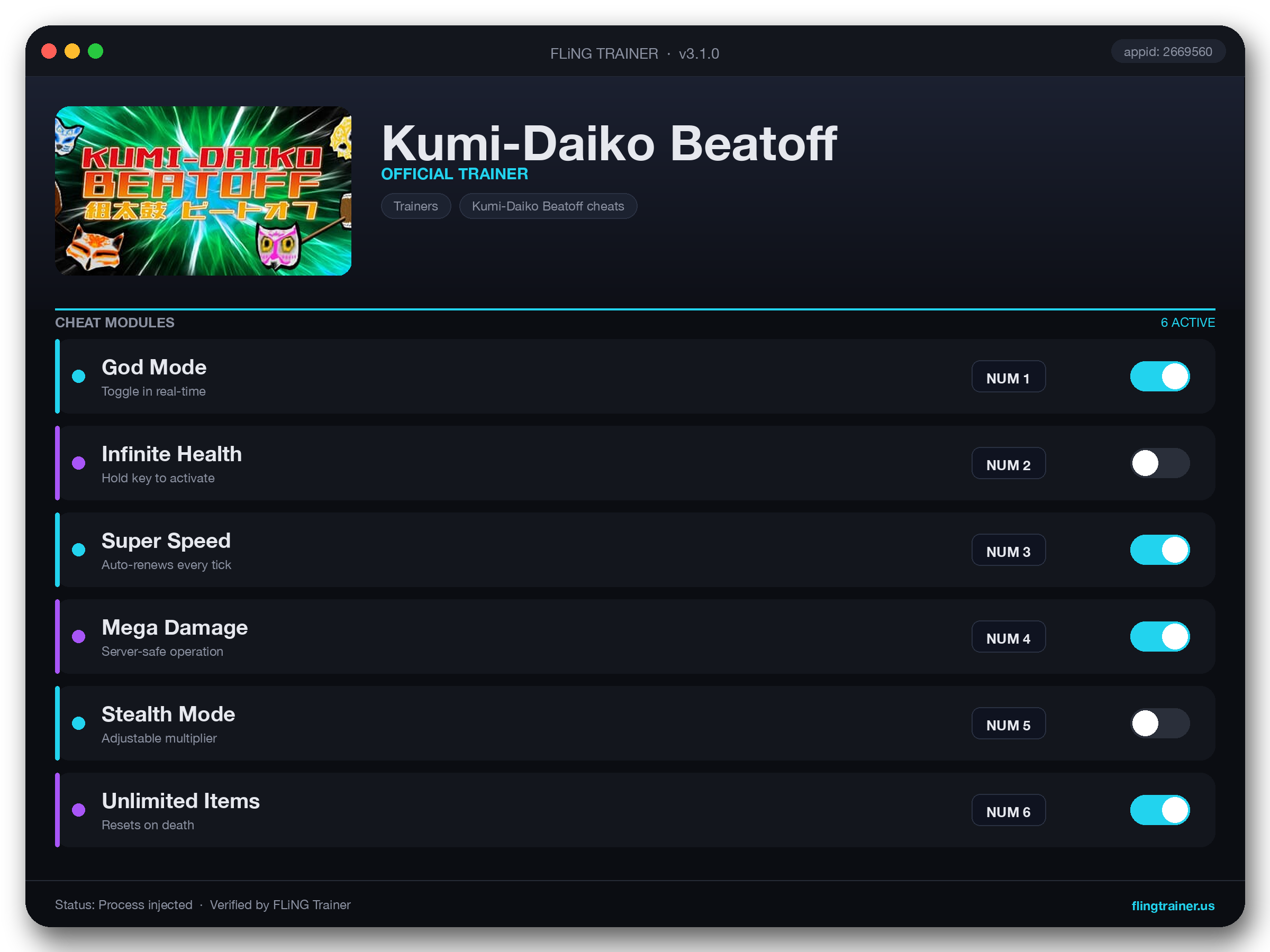 Kumi-Daiko Beatoff Trainer interface