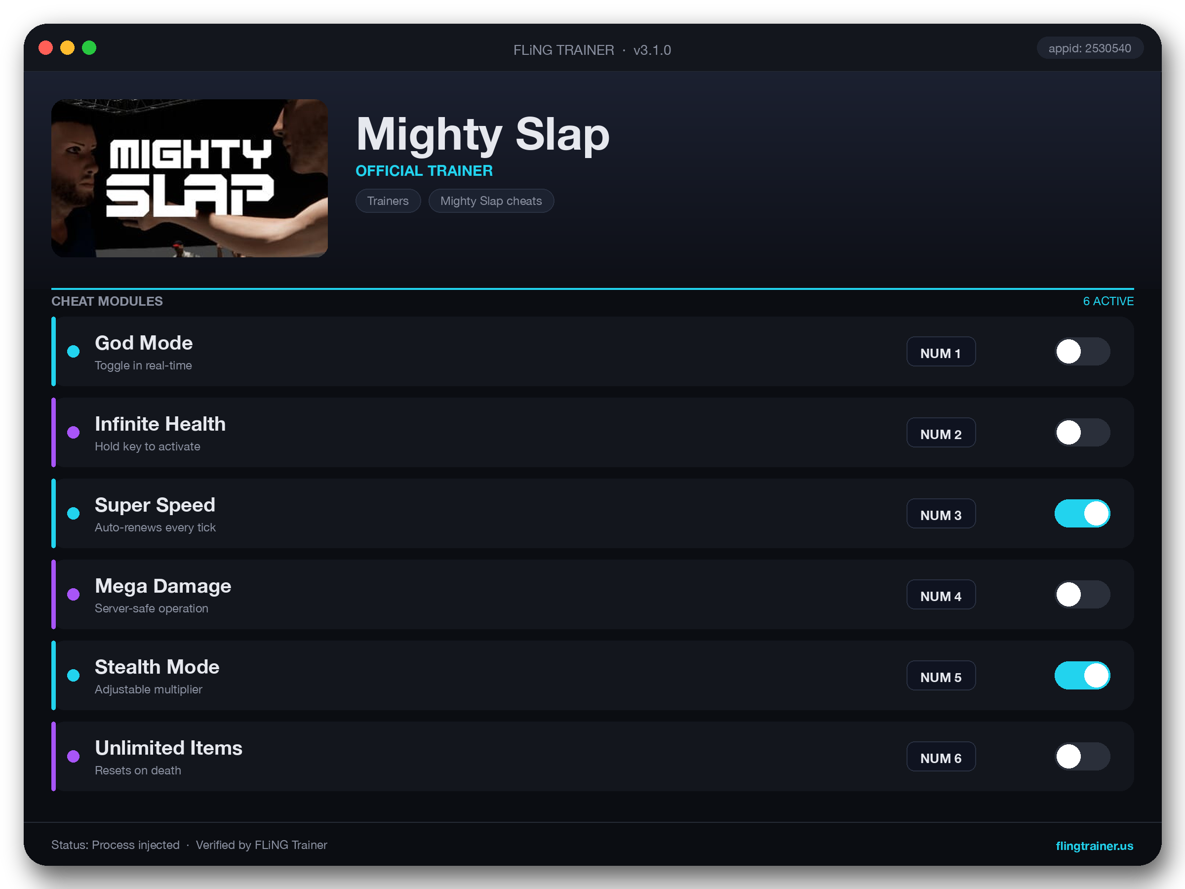 Mighty Slap Trainer interface