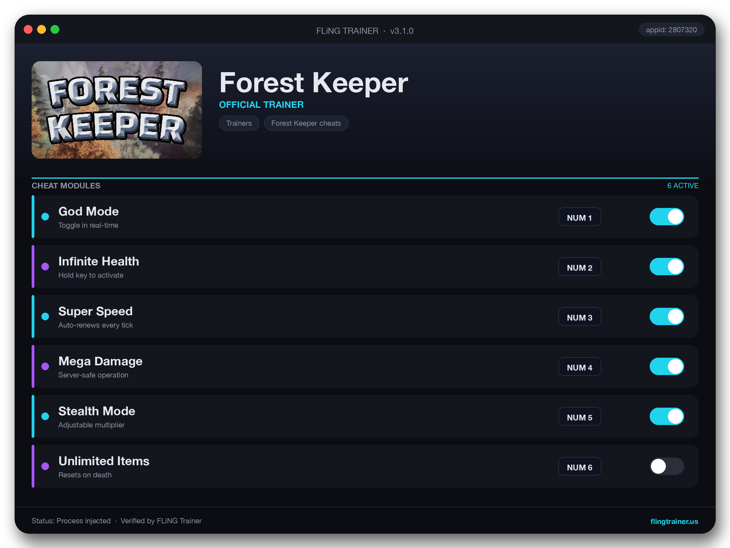 Forest Keeper Trainer interface