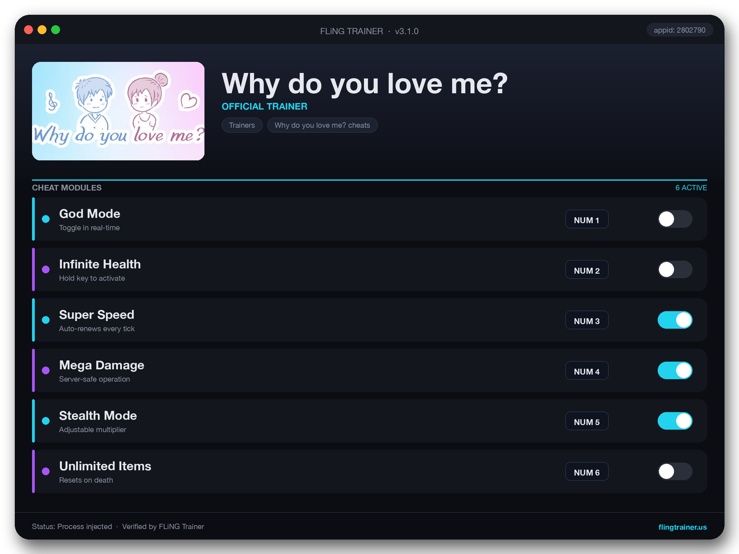 Why do you love me? Trainer interface