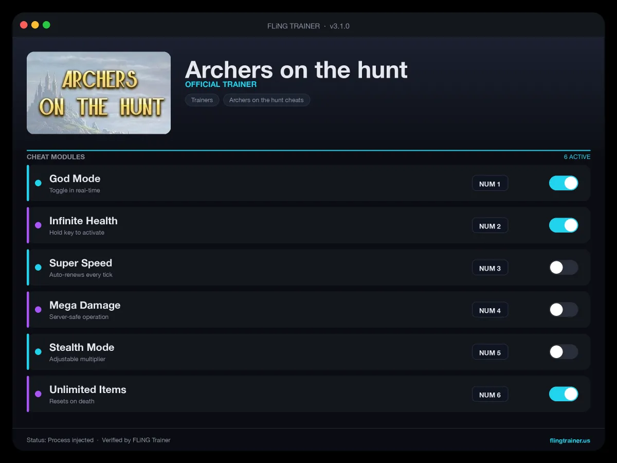 Archers on the hunt Trainer interface