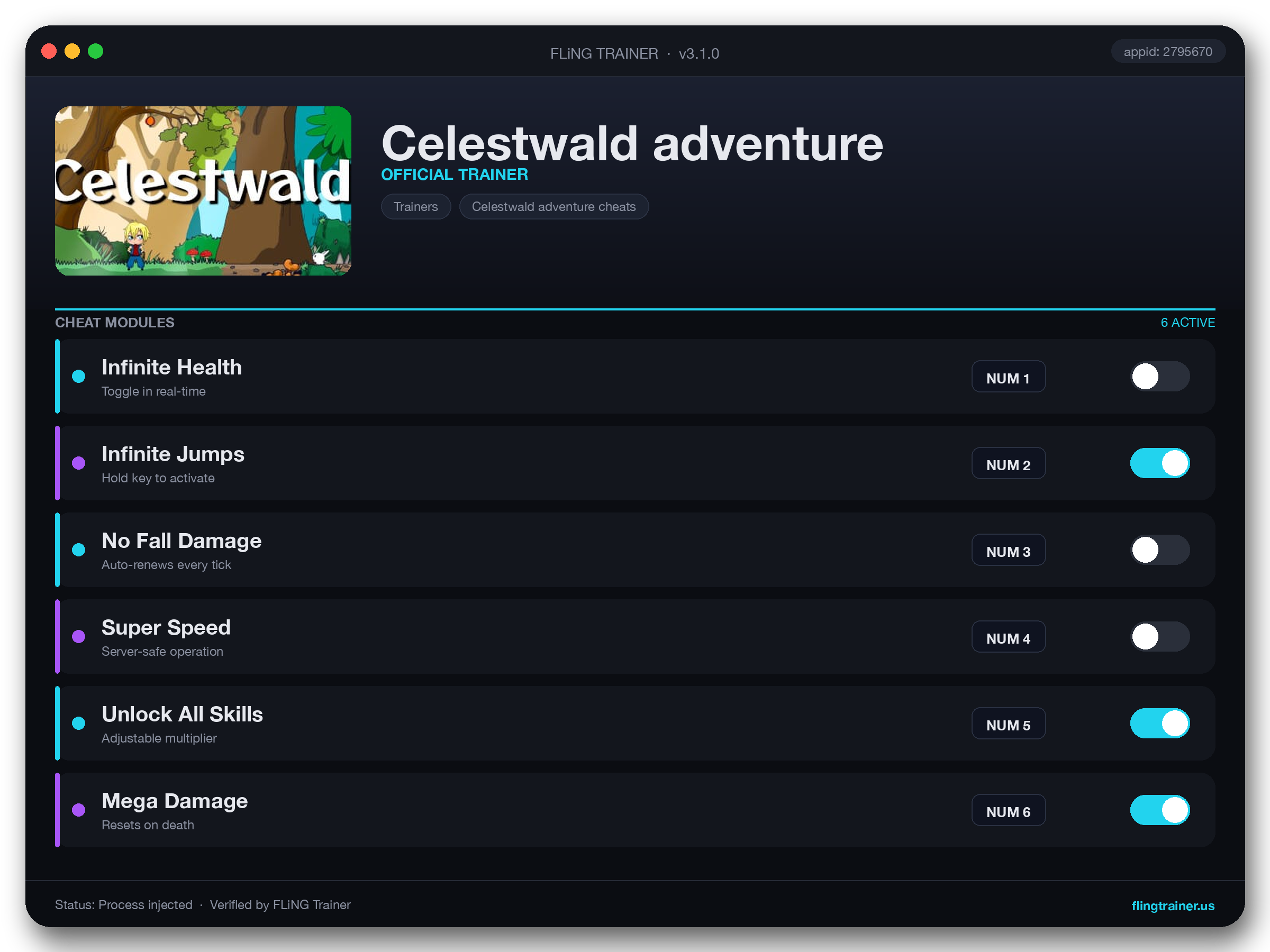 Celestwald adventure Trainer interface