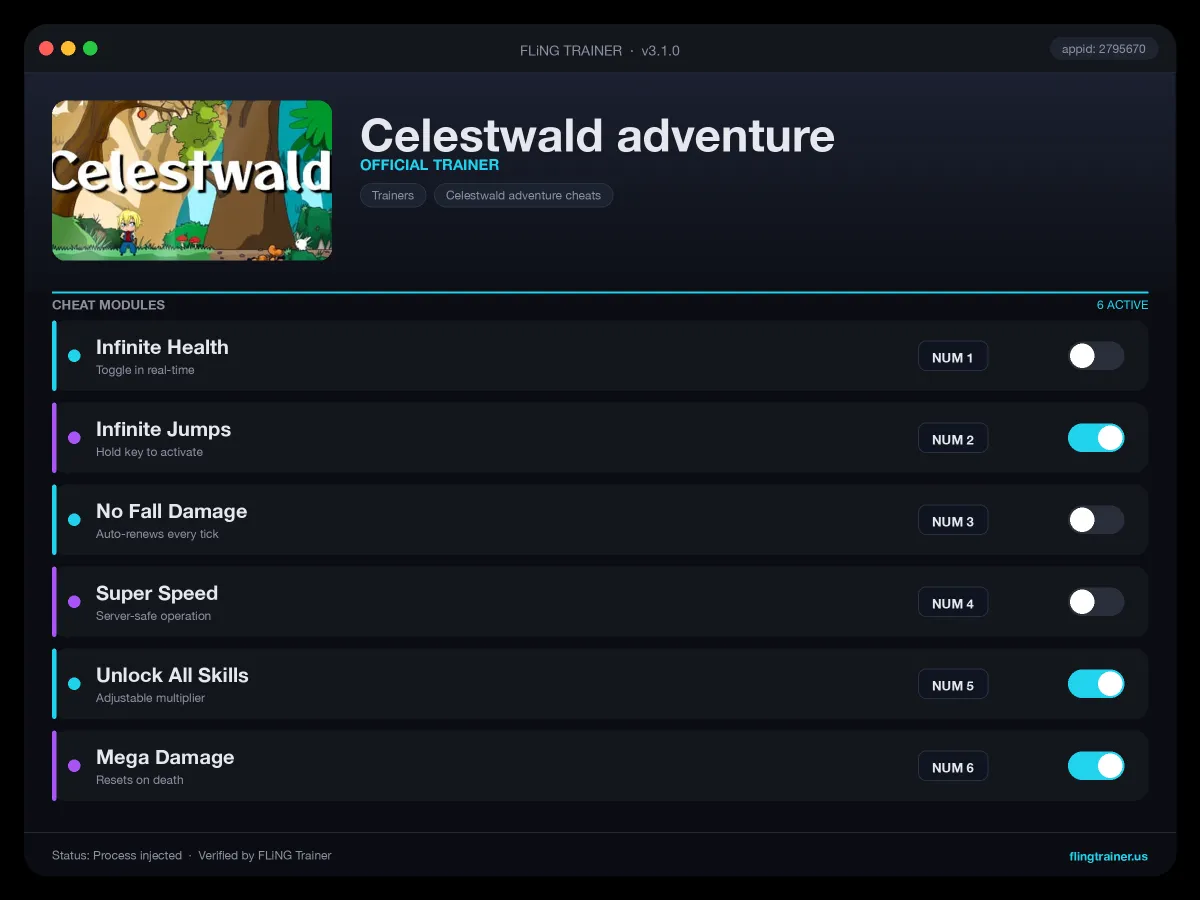 Celestwald adventure Trainer interface