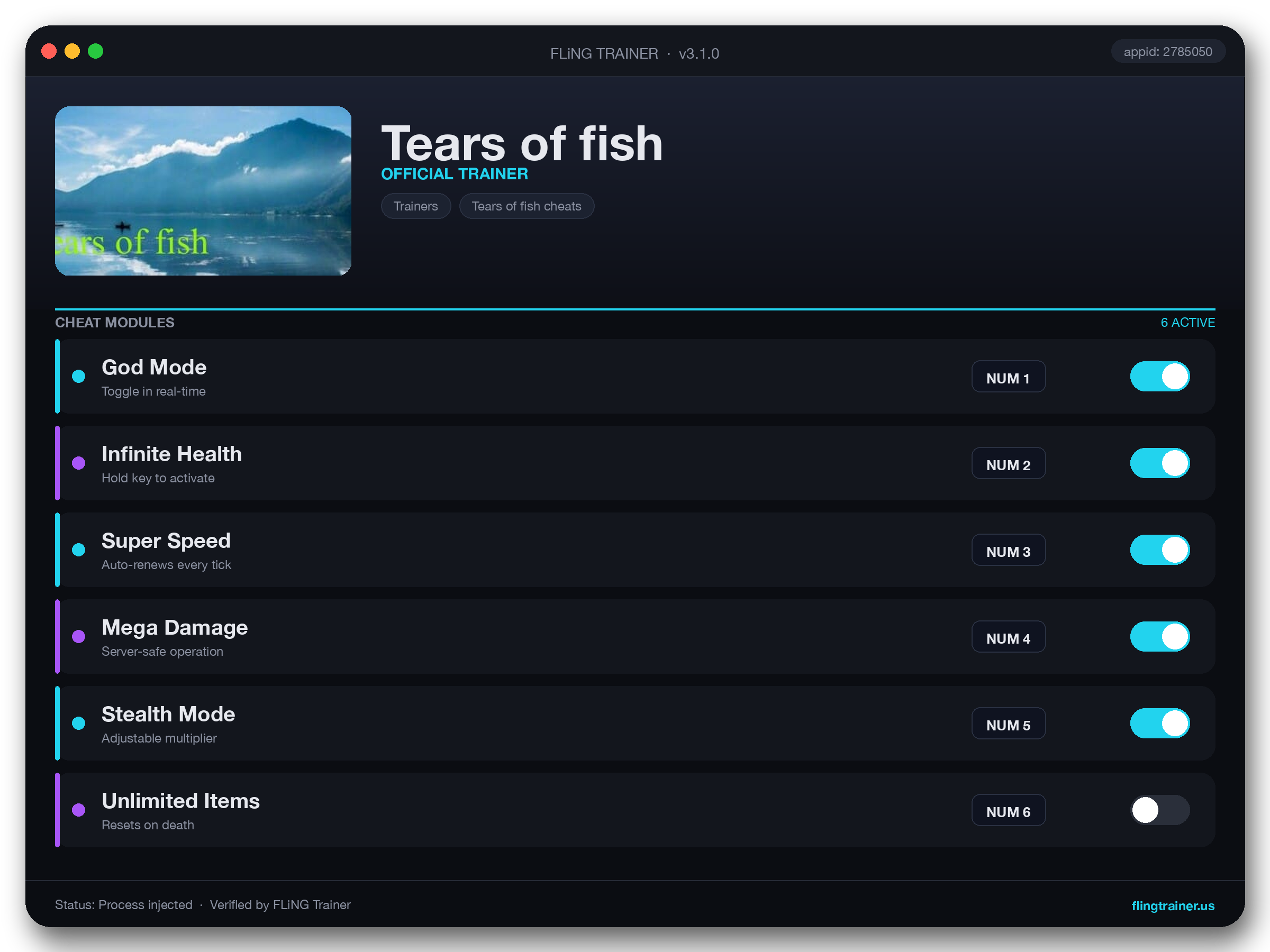 Tears of fish Trainer interface