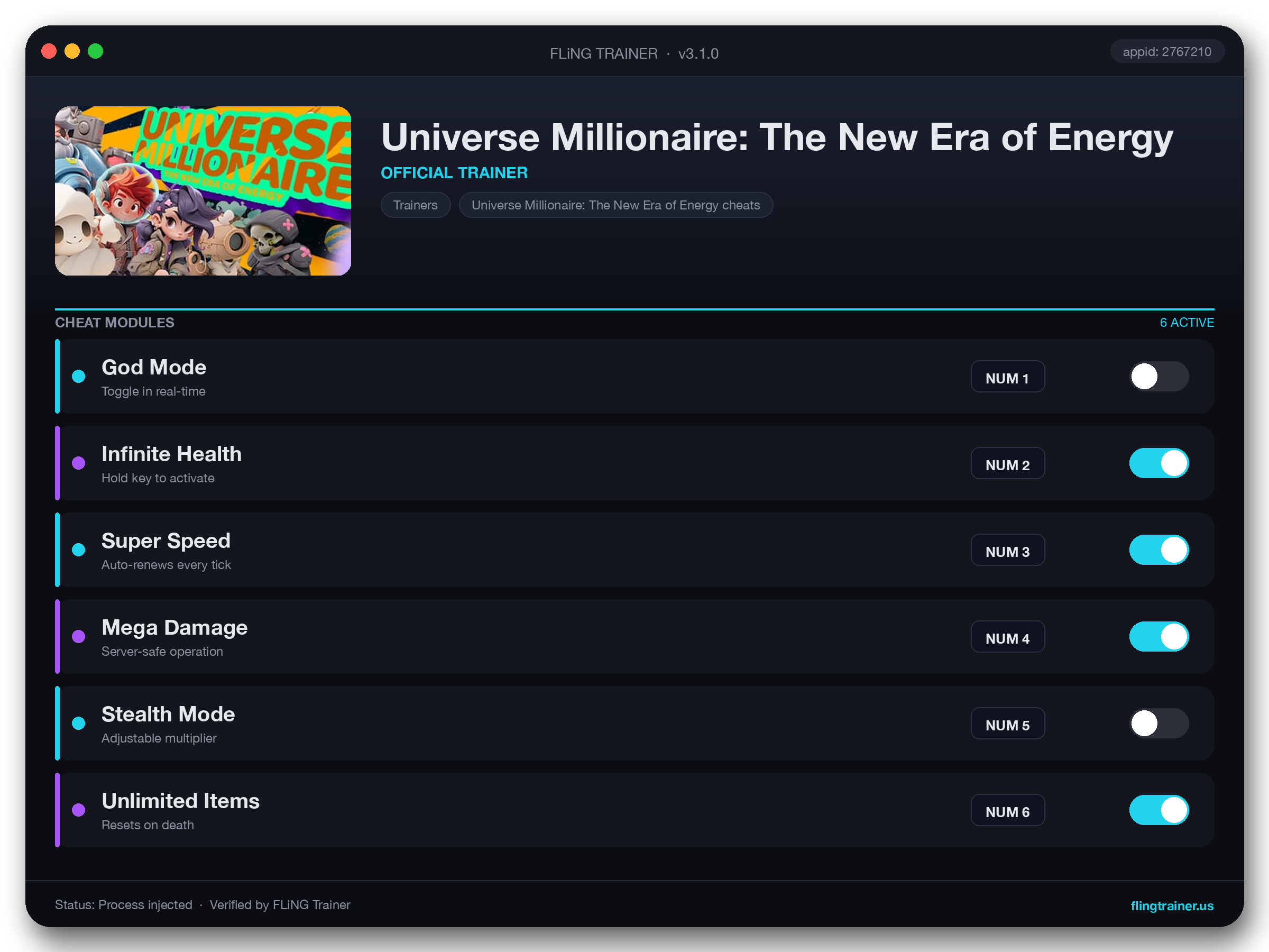 Universe Millionaire: The New Era of Energy Trainer interface