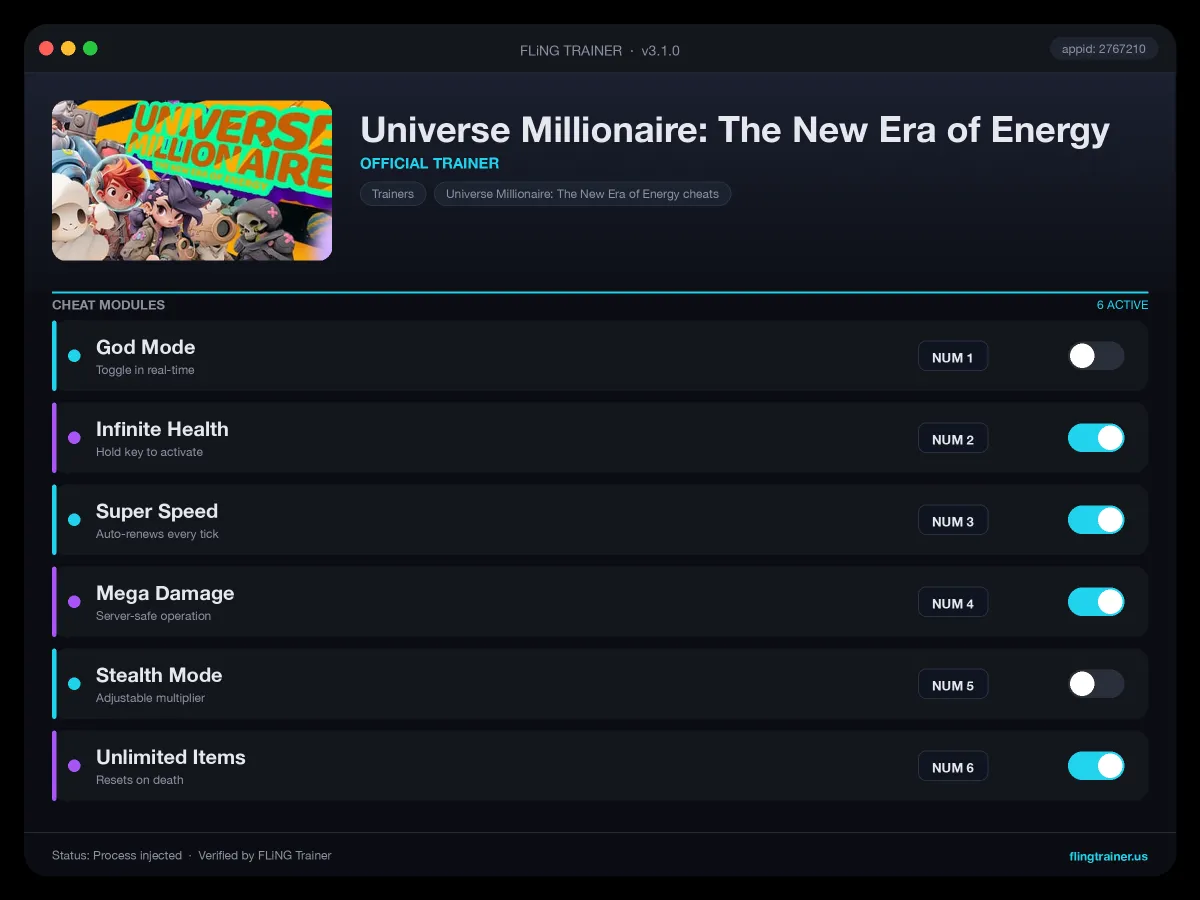 Universe Millionaire: The New Era of Energy Trainer interface