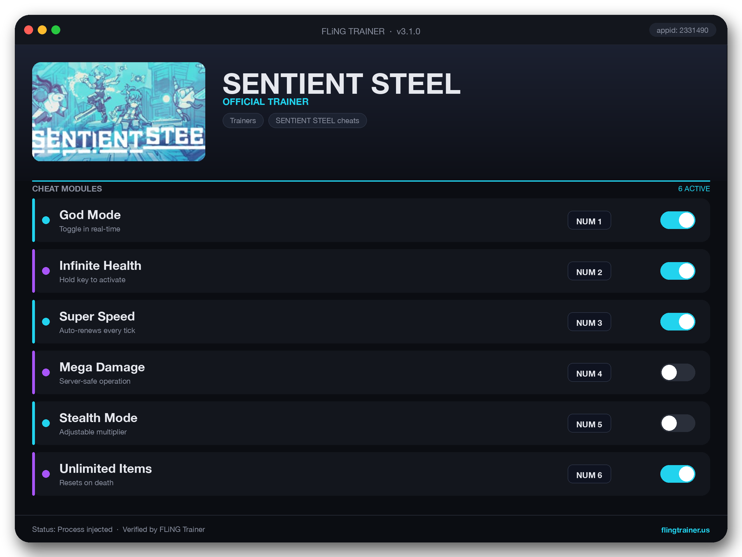 SENTIENT STEEL Trainer interface