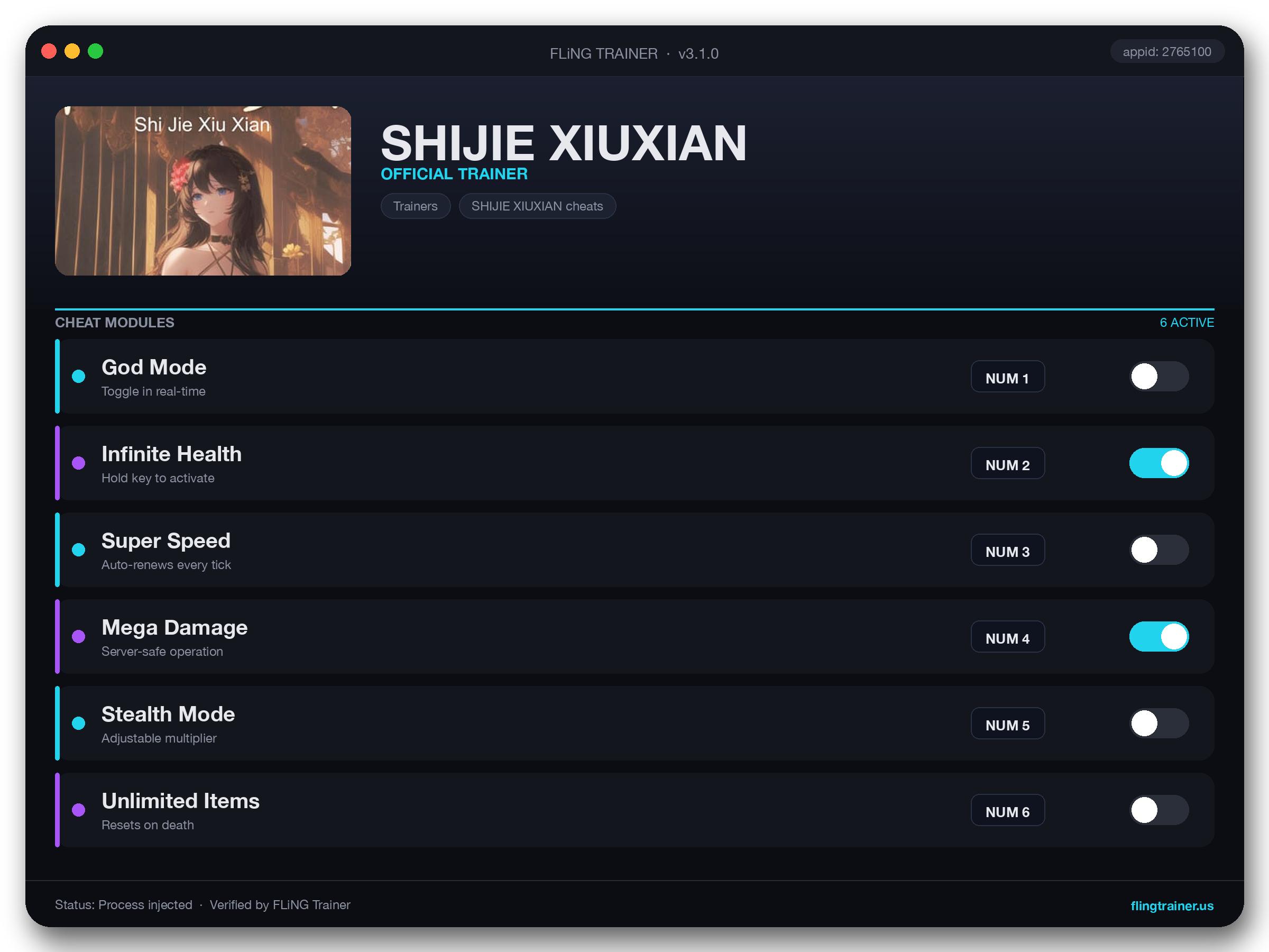 SHIJIE XIUXIAN Trainer interface