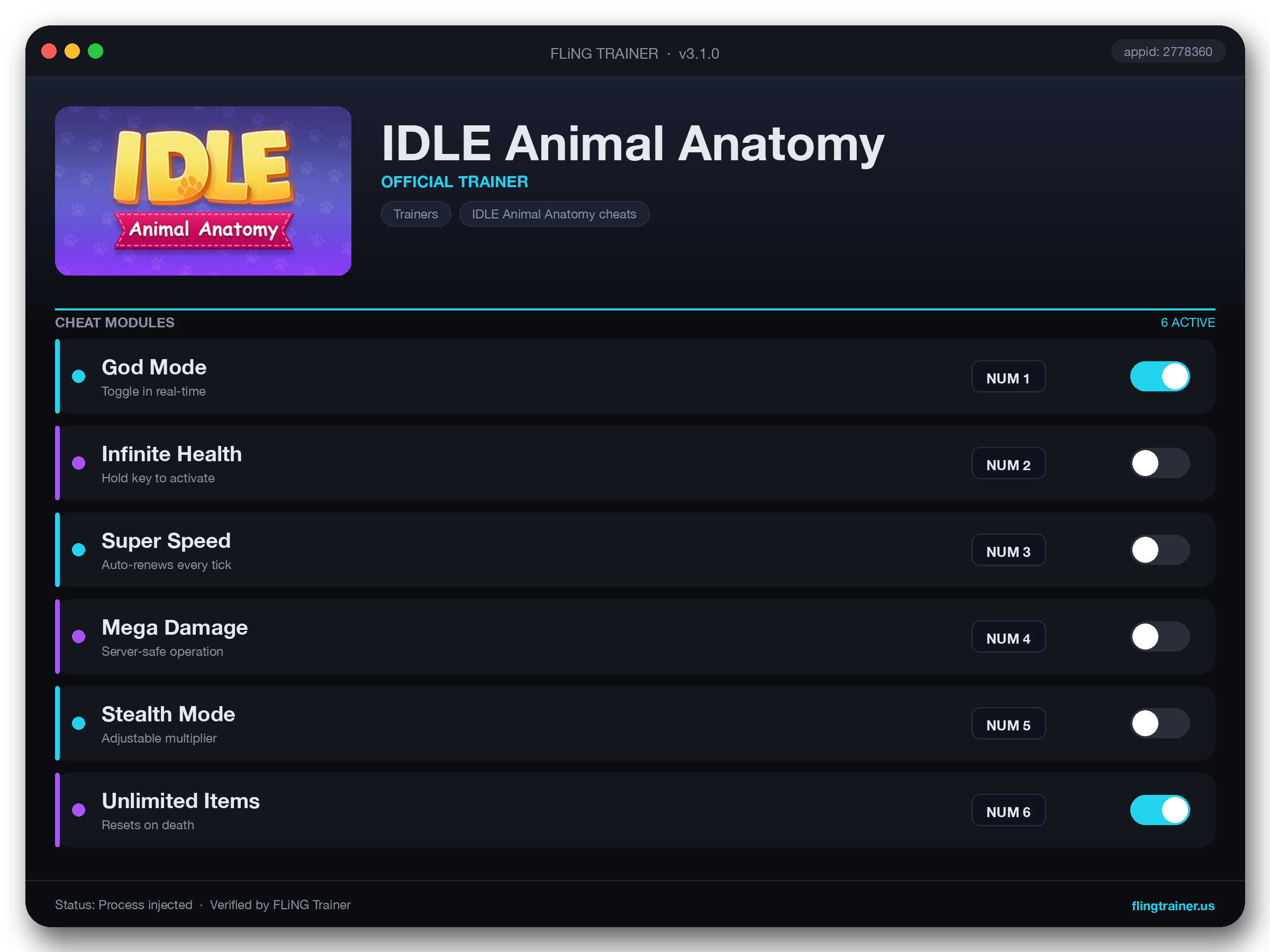 IDLE Animal Anatomy Trainer interface