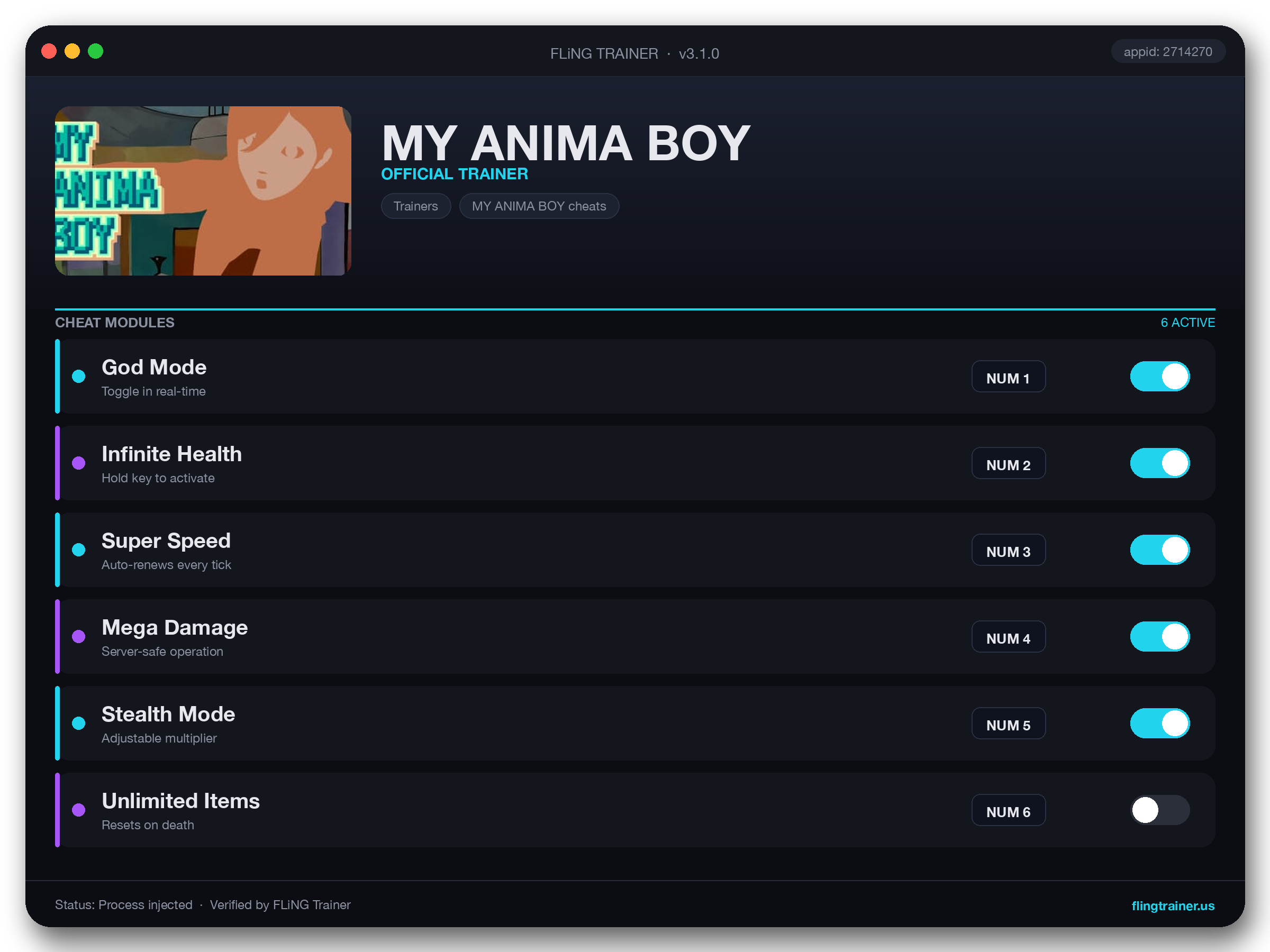 MY ANIMA BOY Trainer interface
