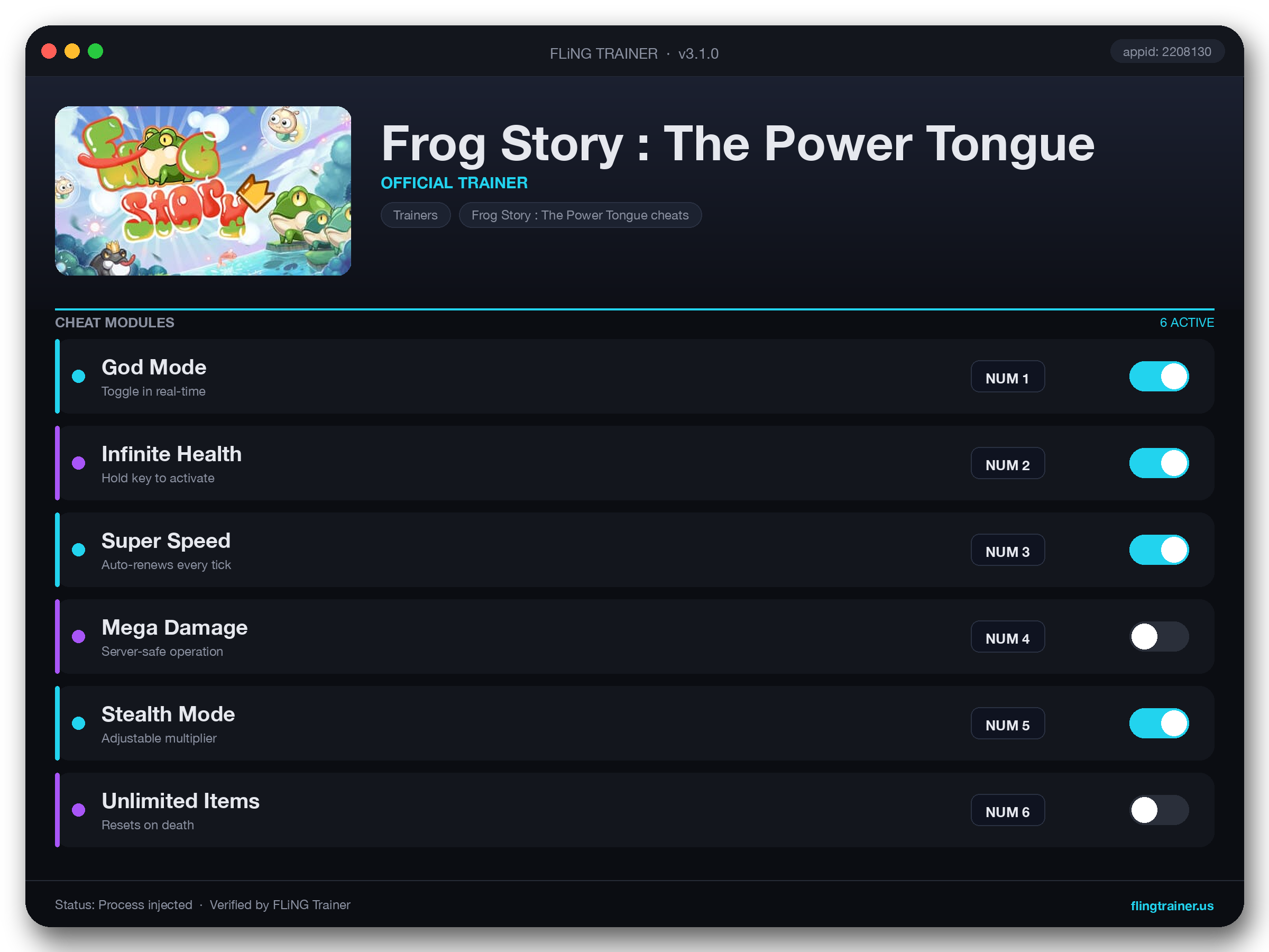 Frog Story : The Power Tongue Trainer interface