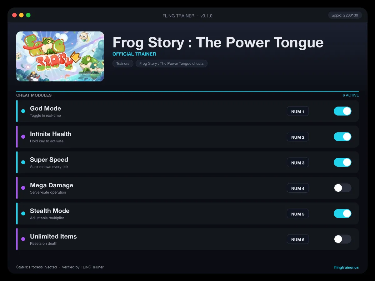 Frog Story : The Power Tongue Trainer interface