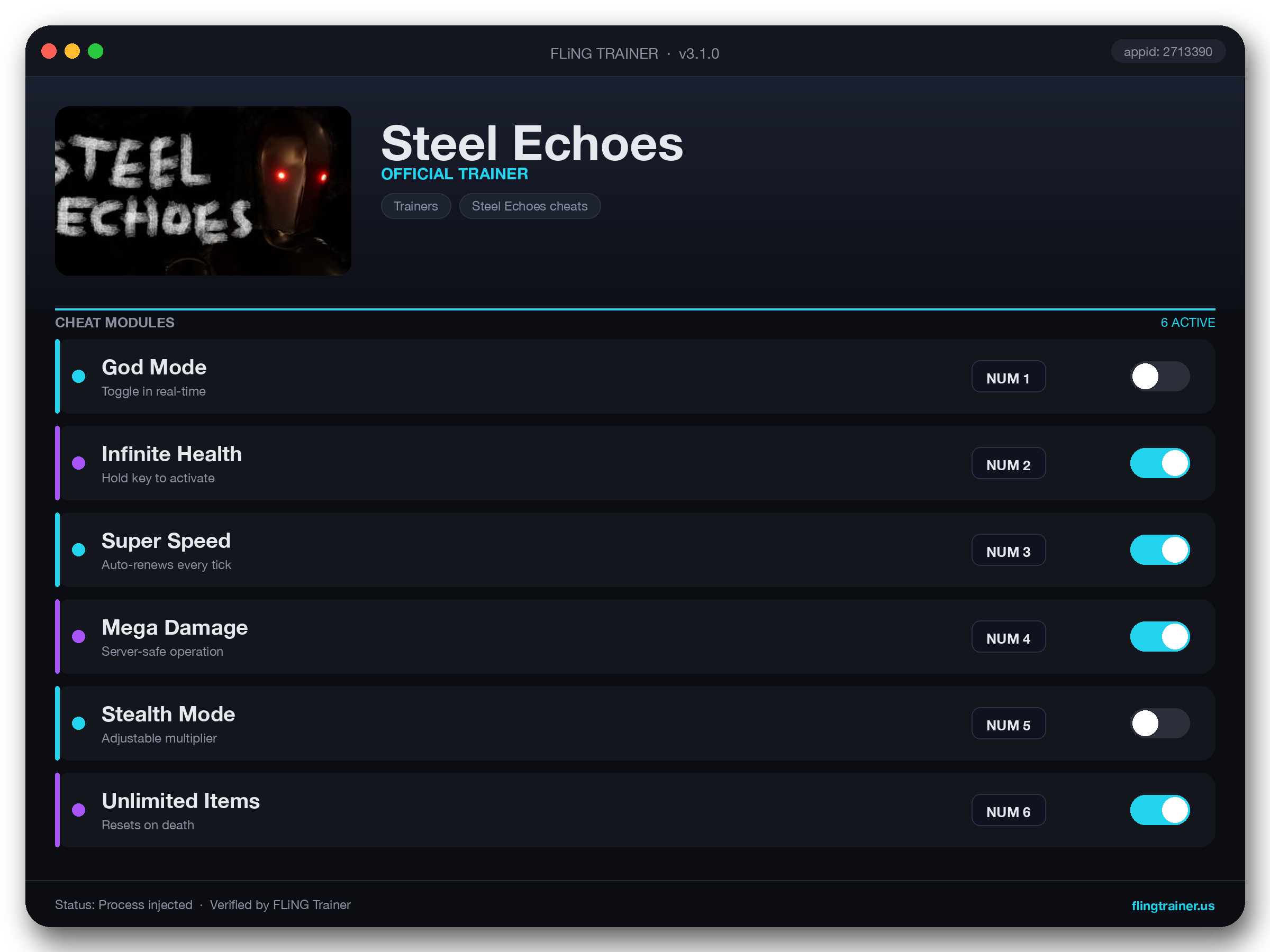 Steel Echoes Trainer interface
