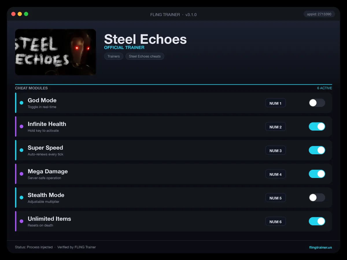 Steel Echoes Trainer interface