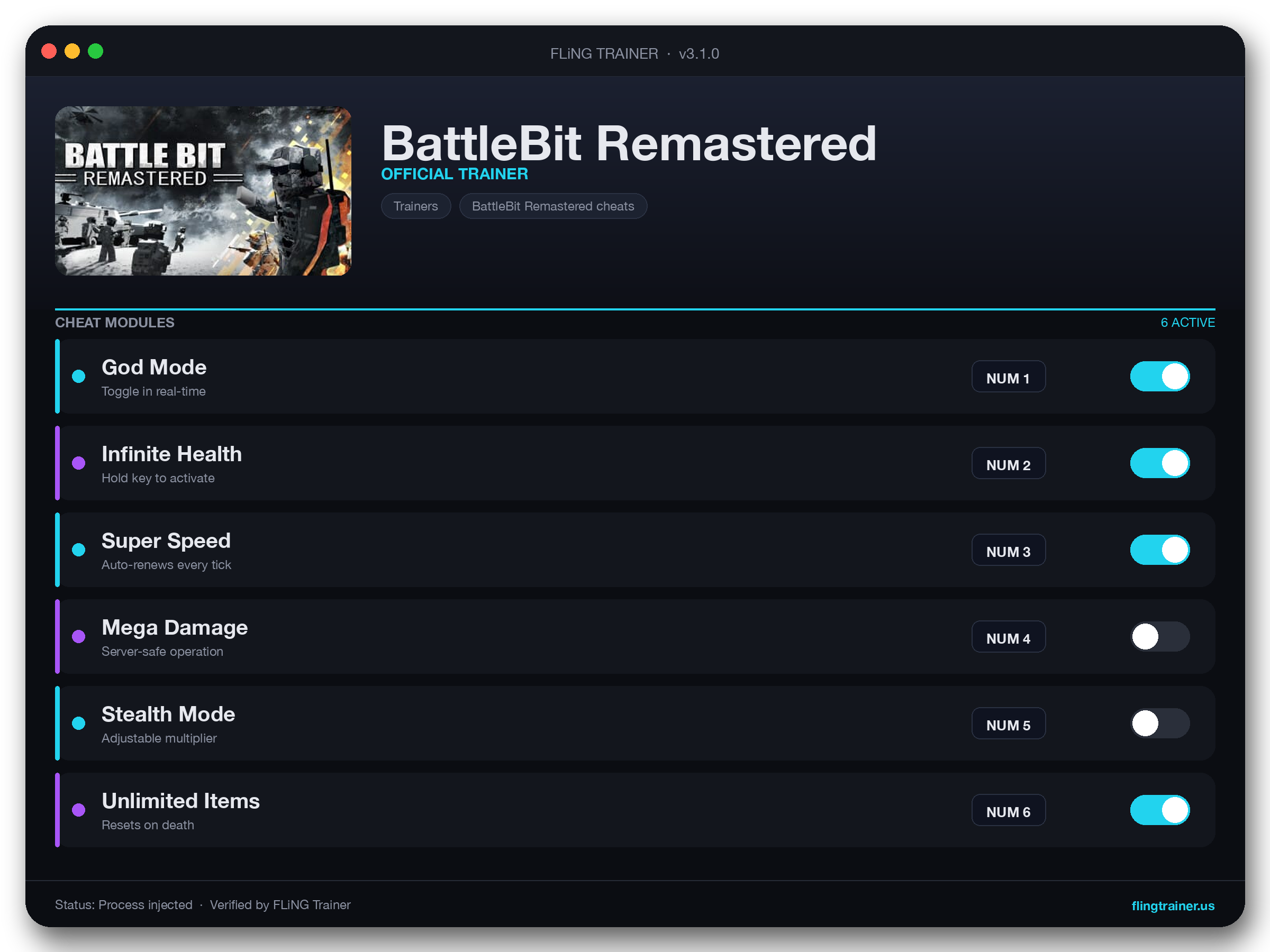 BattleBit Remastered Trainer interface