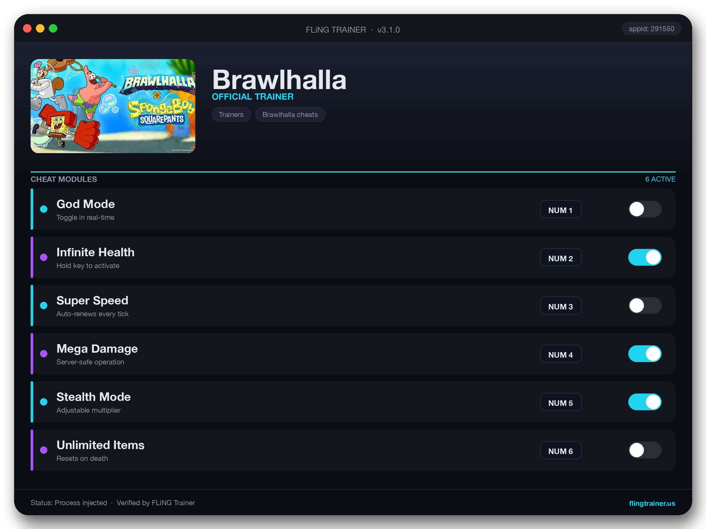 Brawlhalla Trainer interface