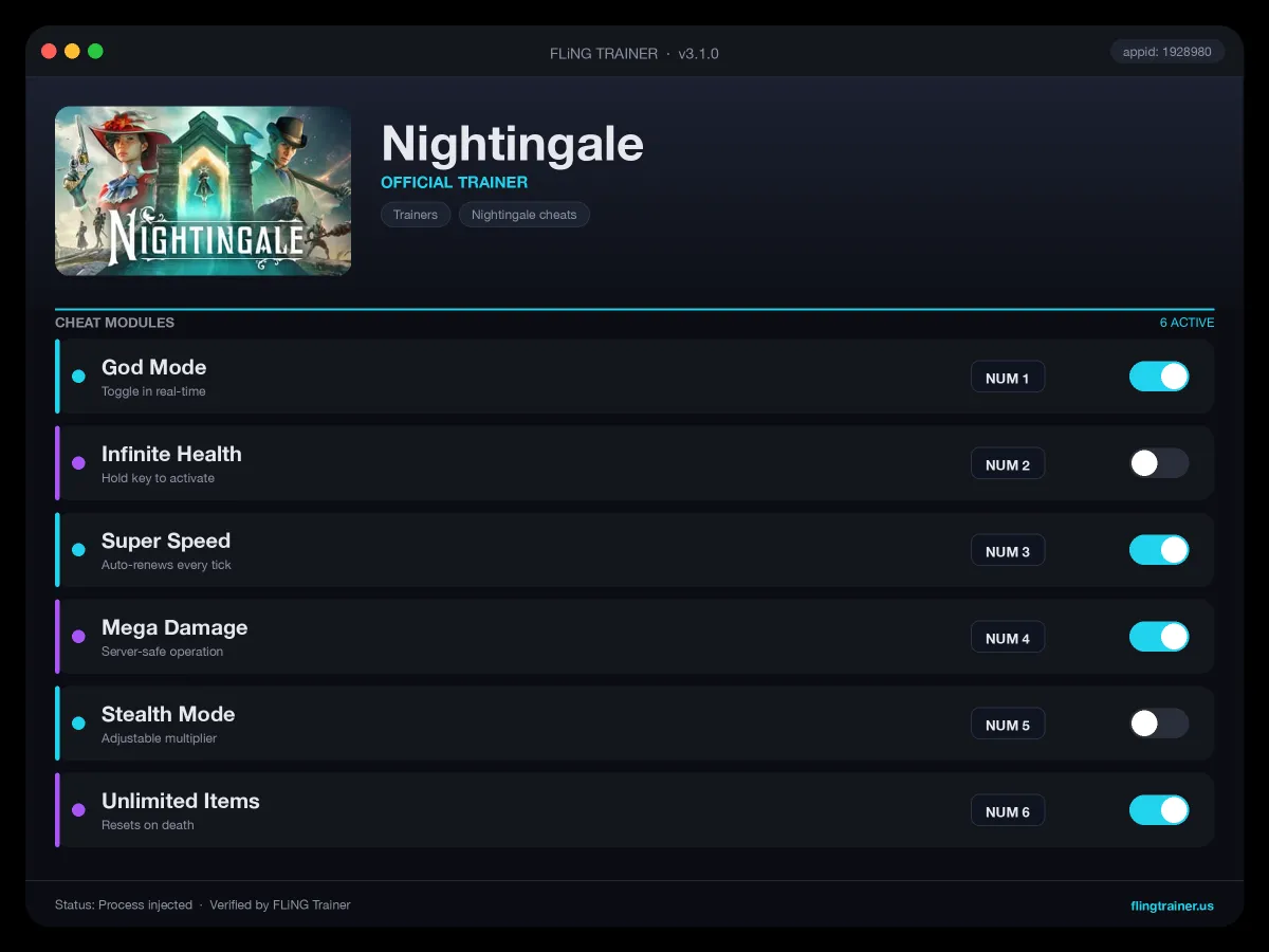 Nightingale Trainer interface