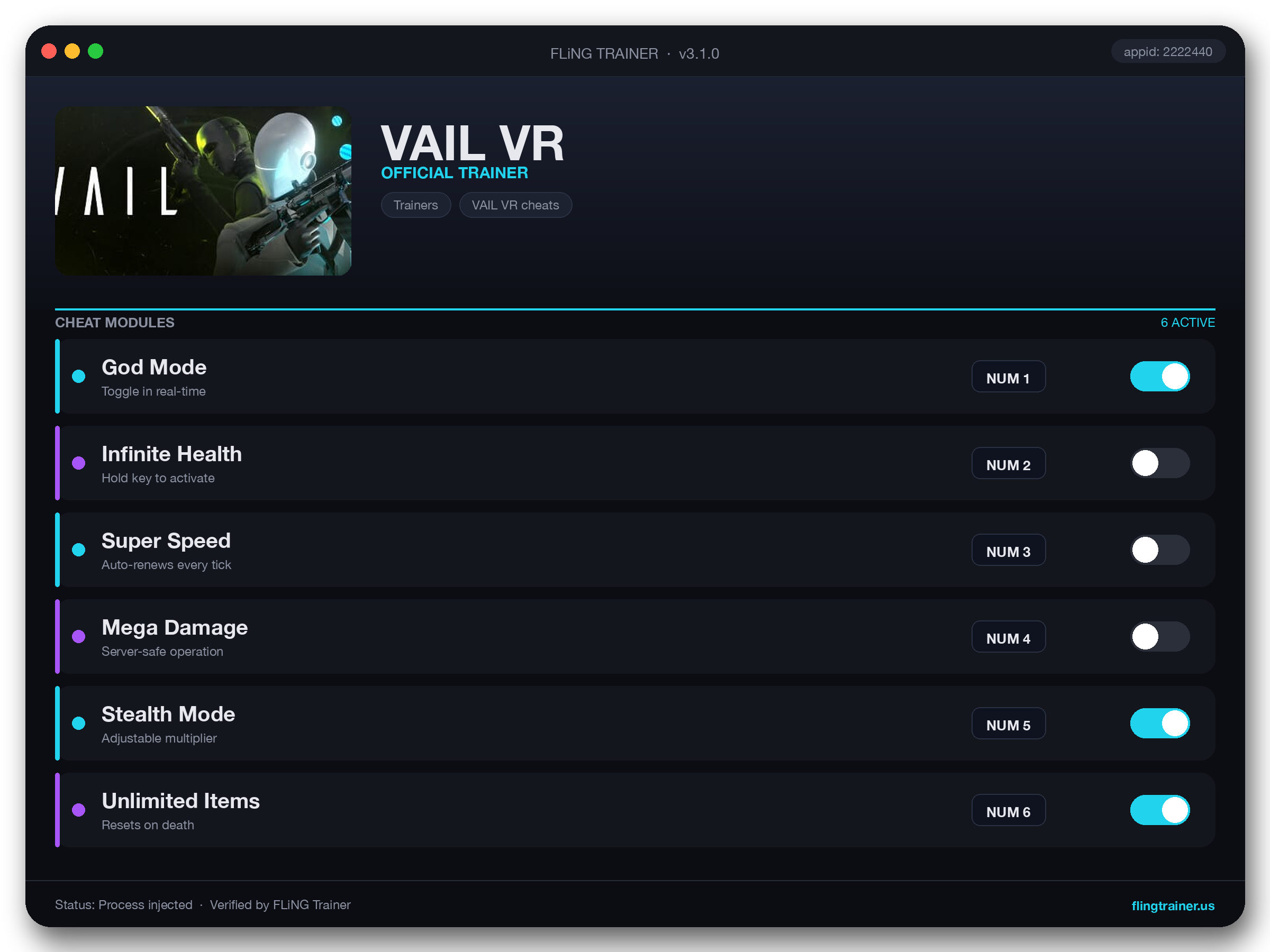 VAIL VR Trainer interface