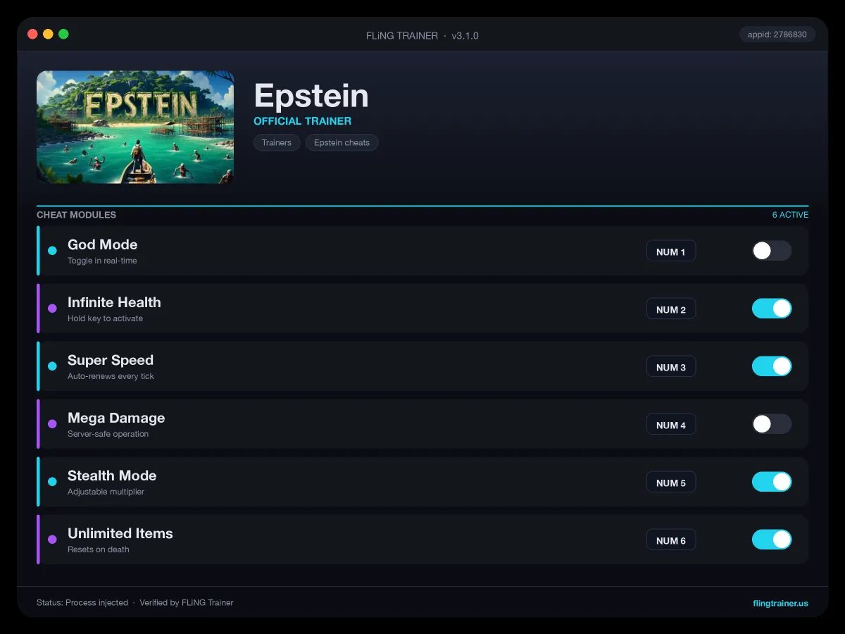 Epstein Trainer interface