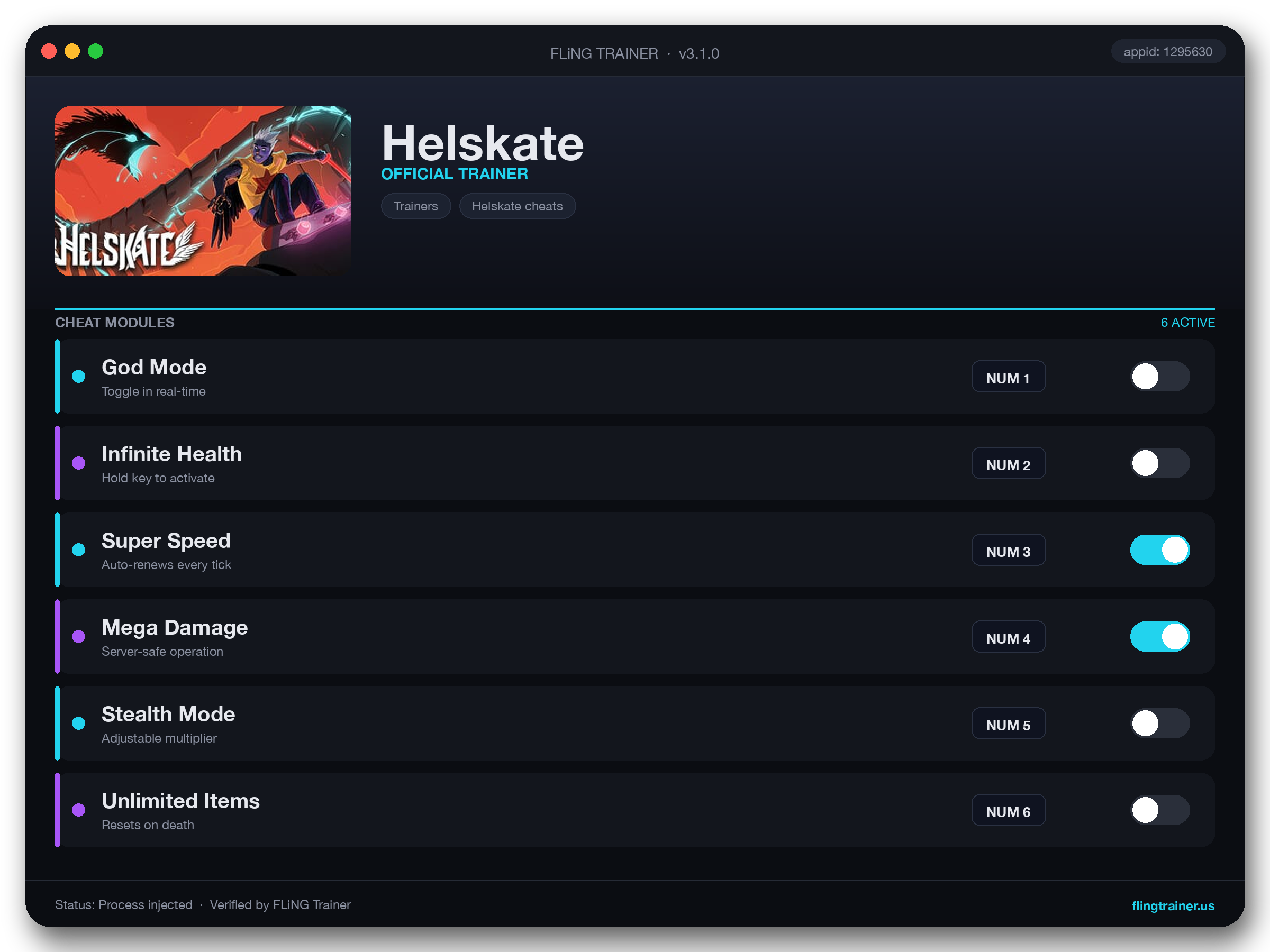 Helskate Trainer interface