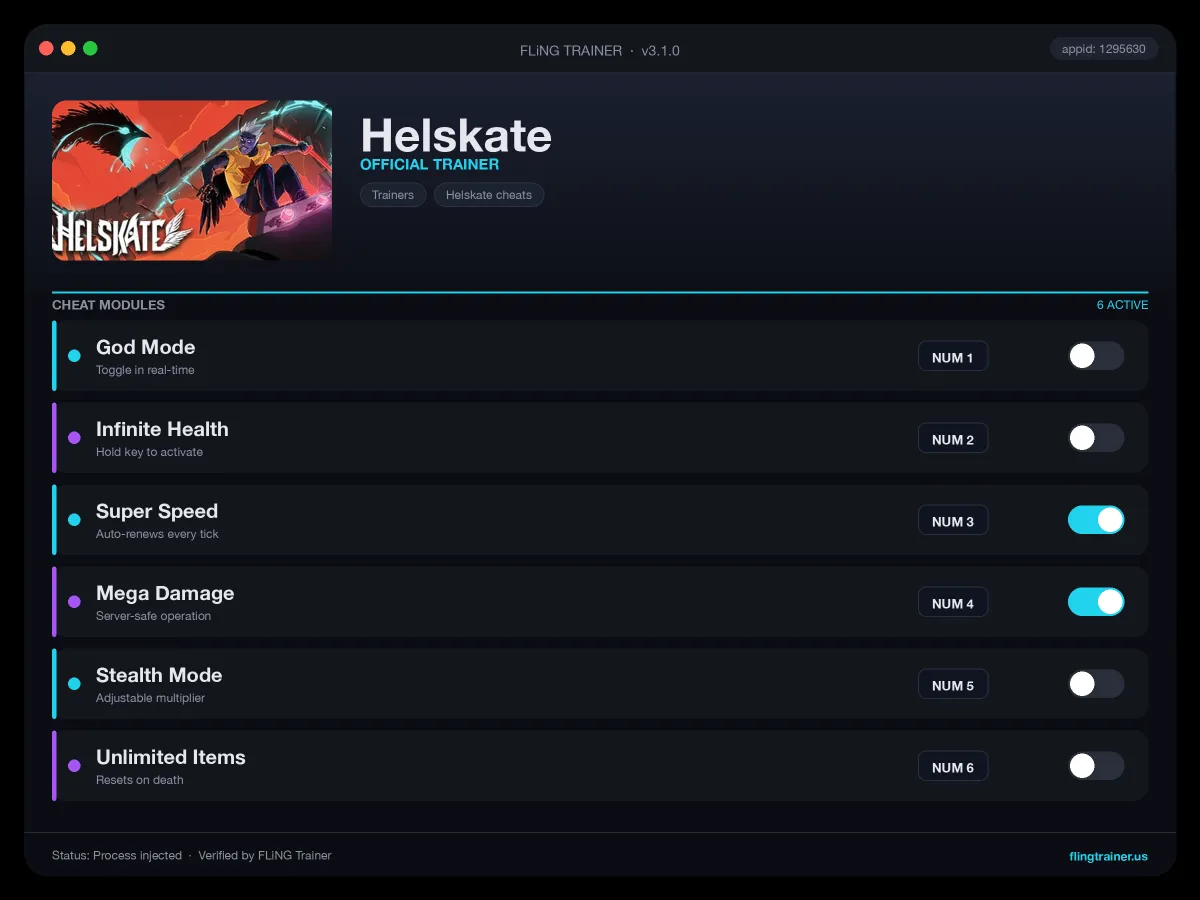 Helskate Trainer interface