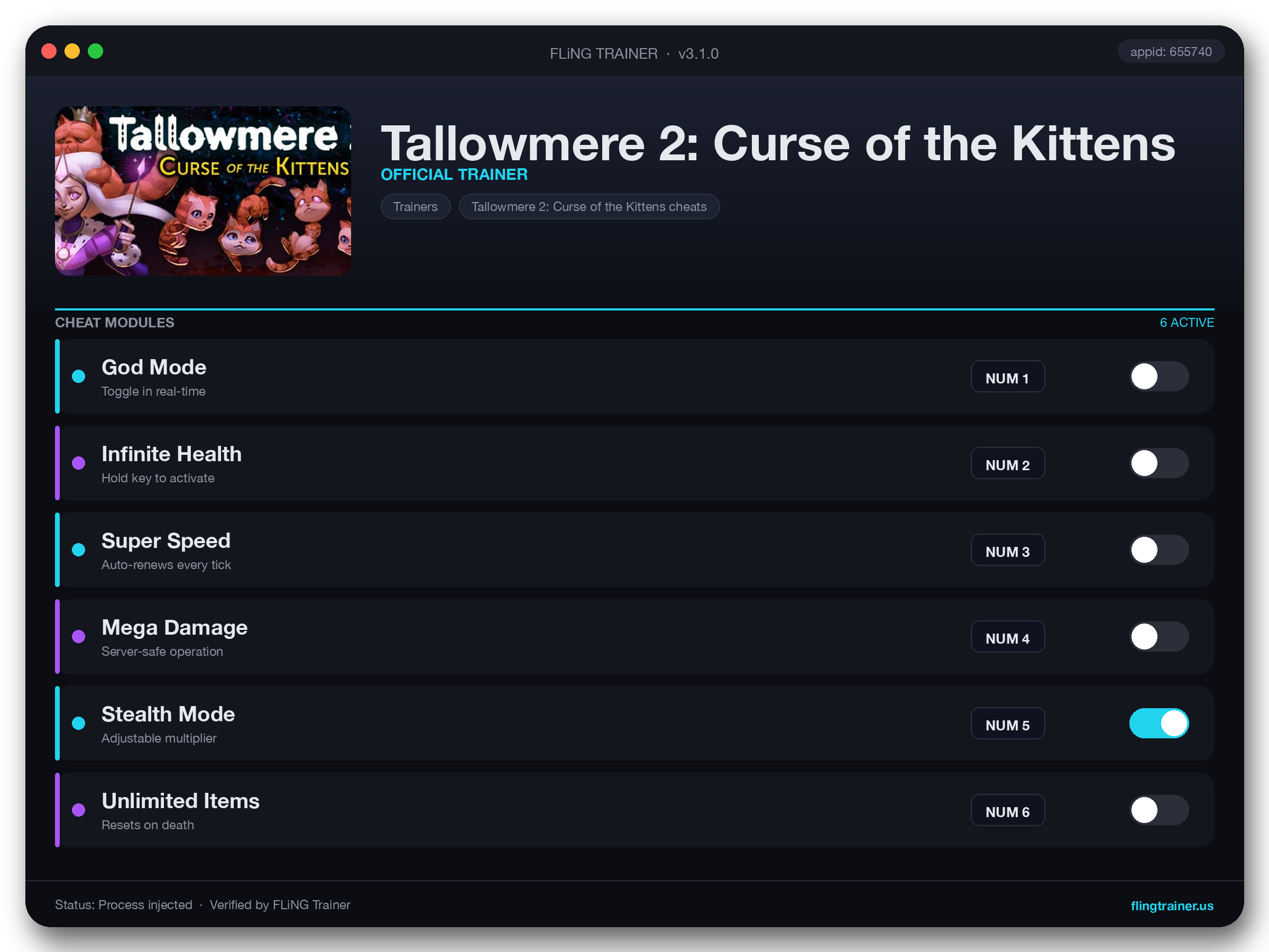 Tallowmere 2: Curse of the Kittens Trainer interface